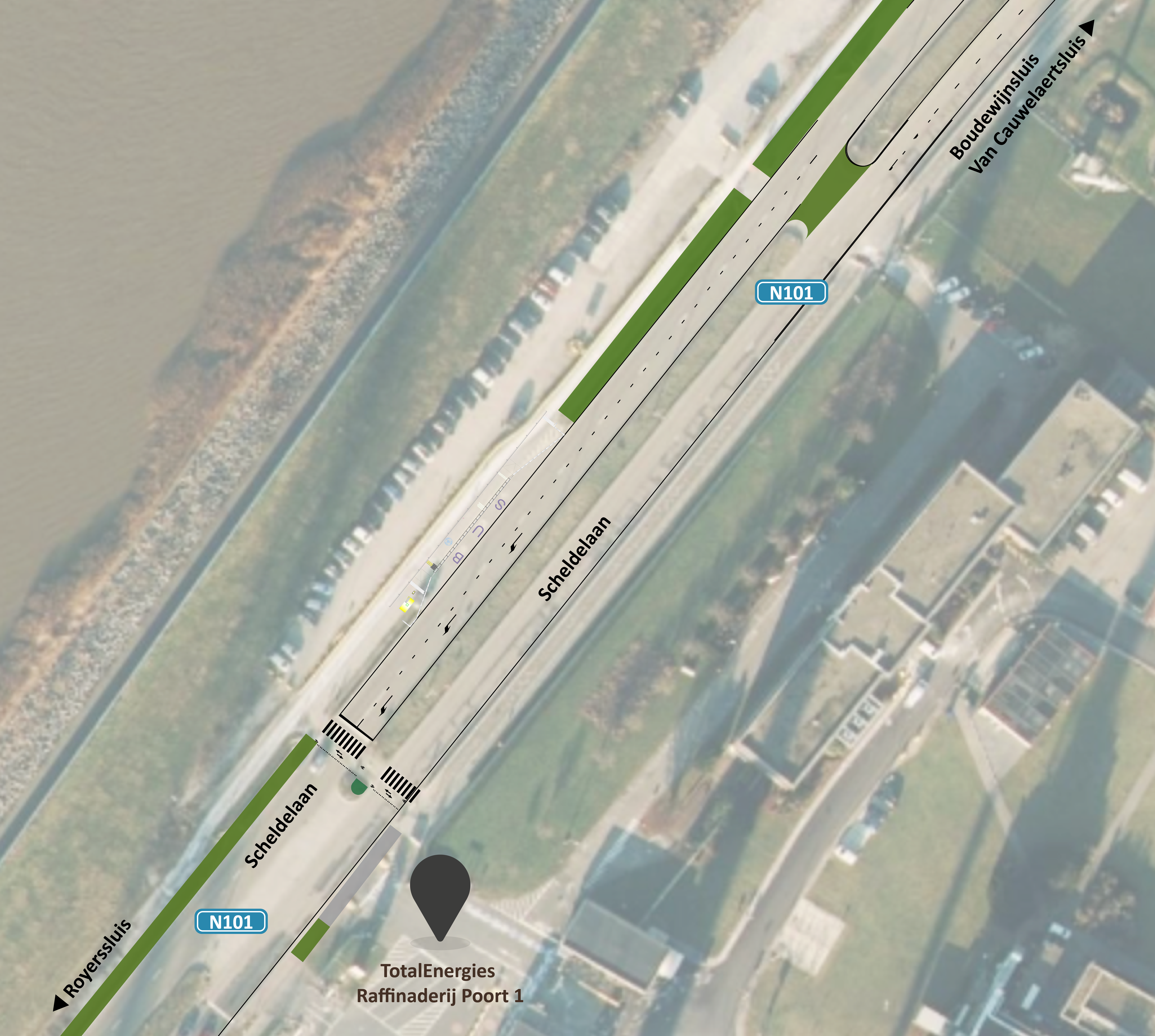 Ontwerpplan N101 Scheldelaan - Poort 1 TotalEnergies