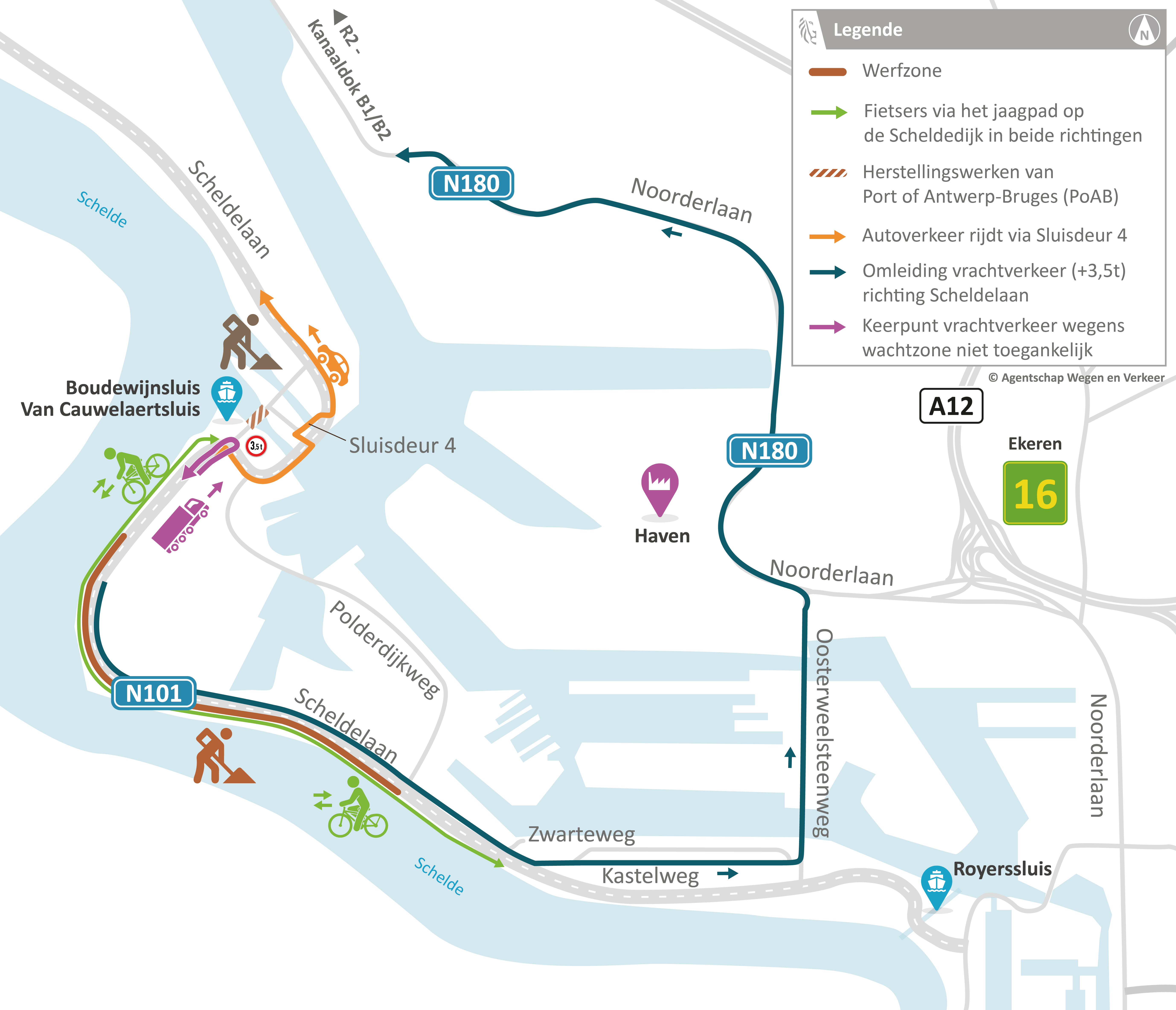 Werken N101 Scheldelaan en herstellingswerken Van Cauwelaertbrug