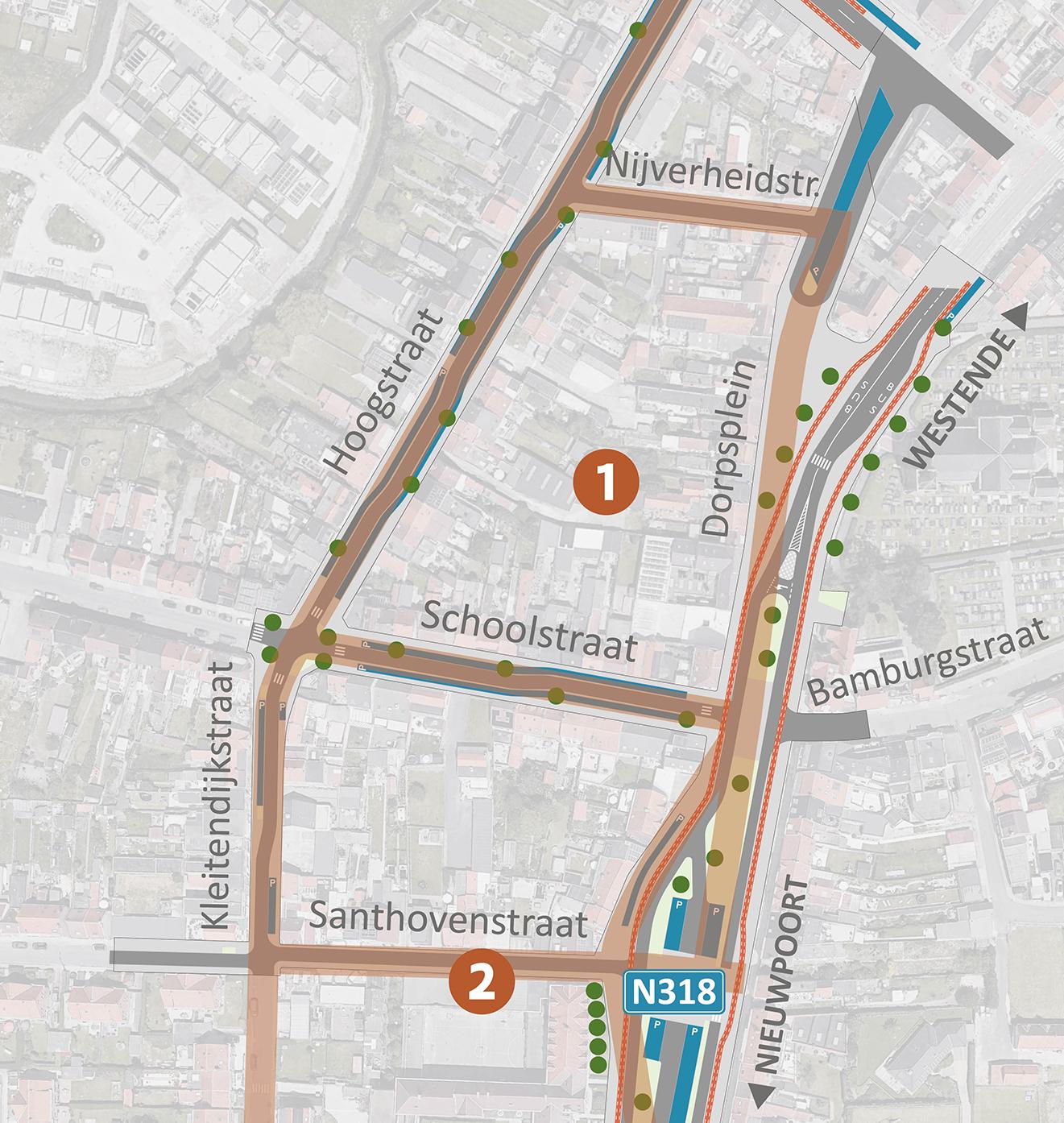 Ontwerpskaart Dorpsplein Lombardsijde