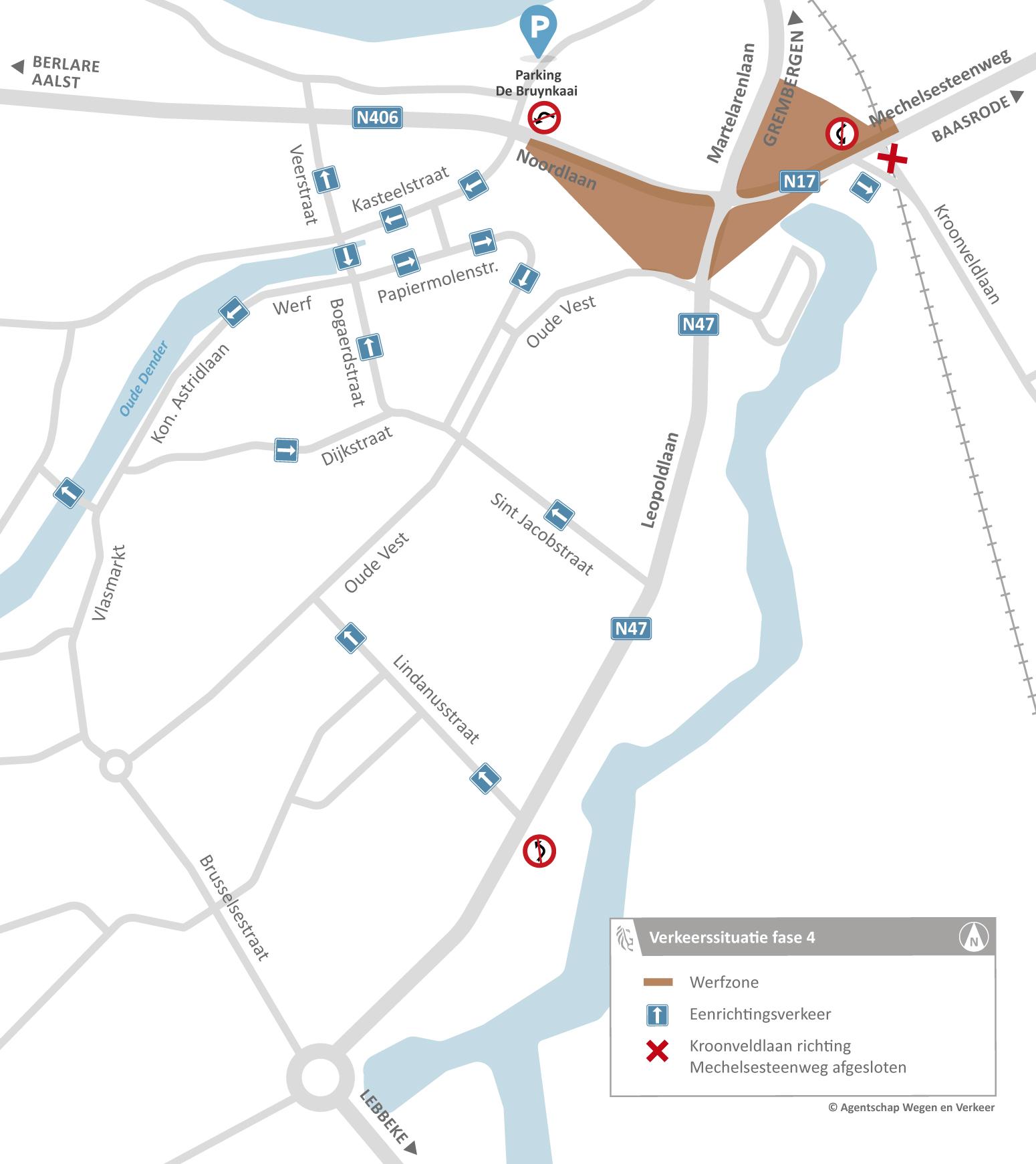 Mechelse Poort Dendermonde: verkeerssituatie Fase 4