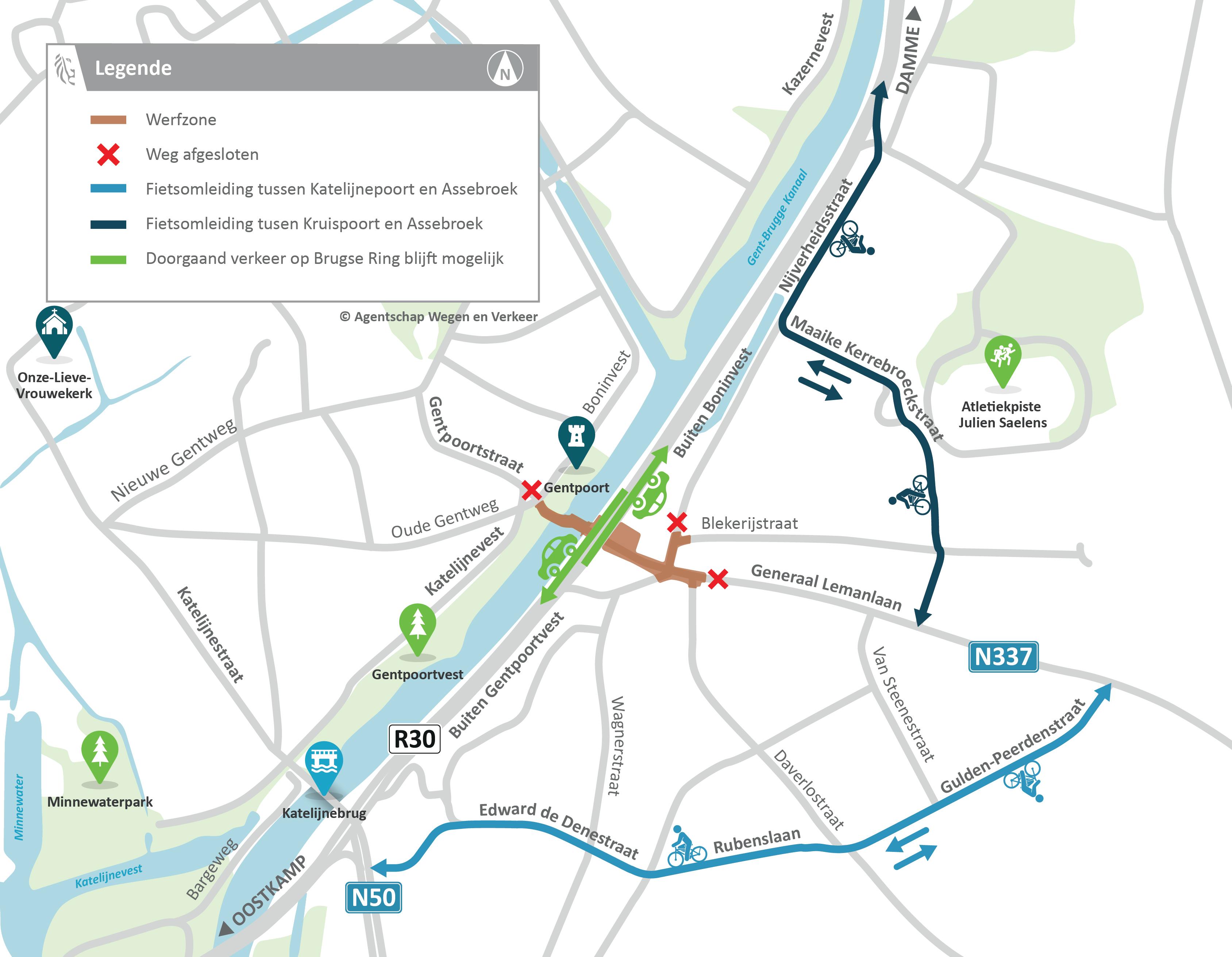 Herinrichting Gentpoort (R30 x N337) - omleidingen tijdens fase 1