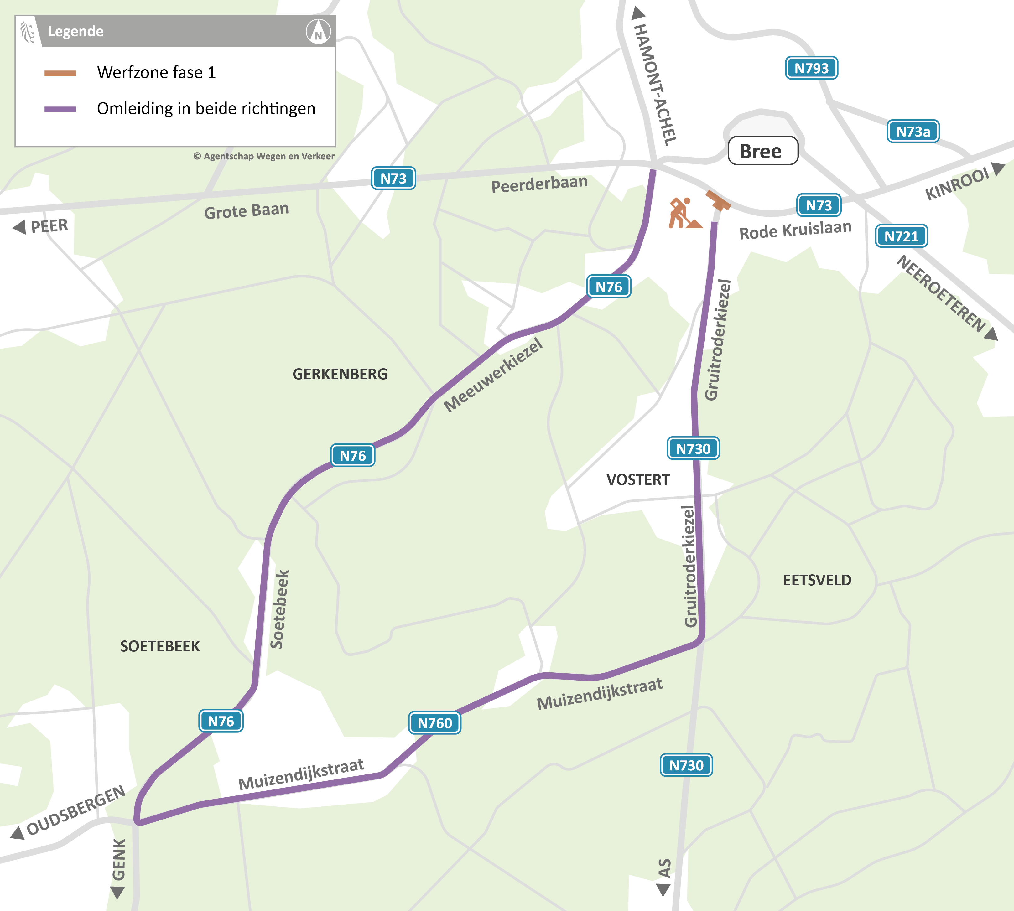 N73 Rode Kruislaan omleiding - fase 1