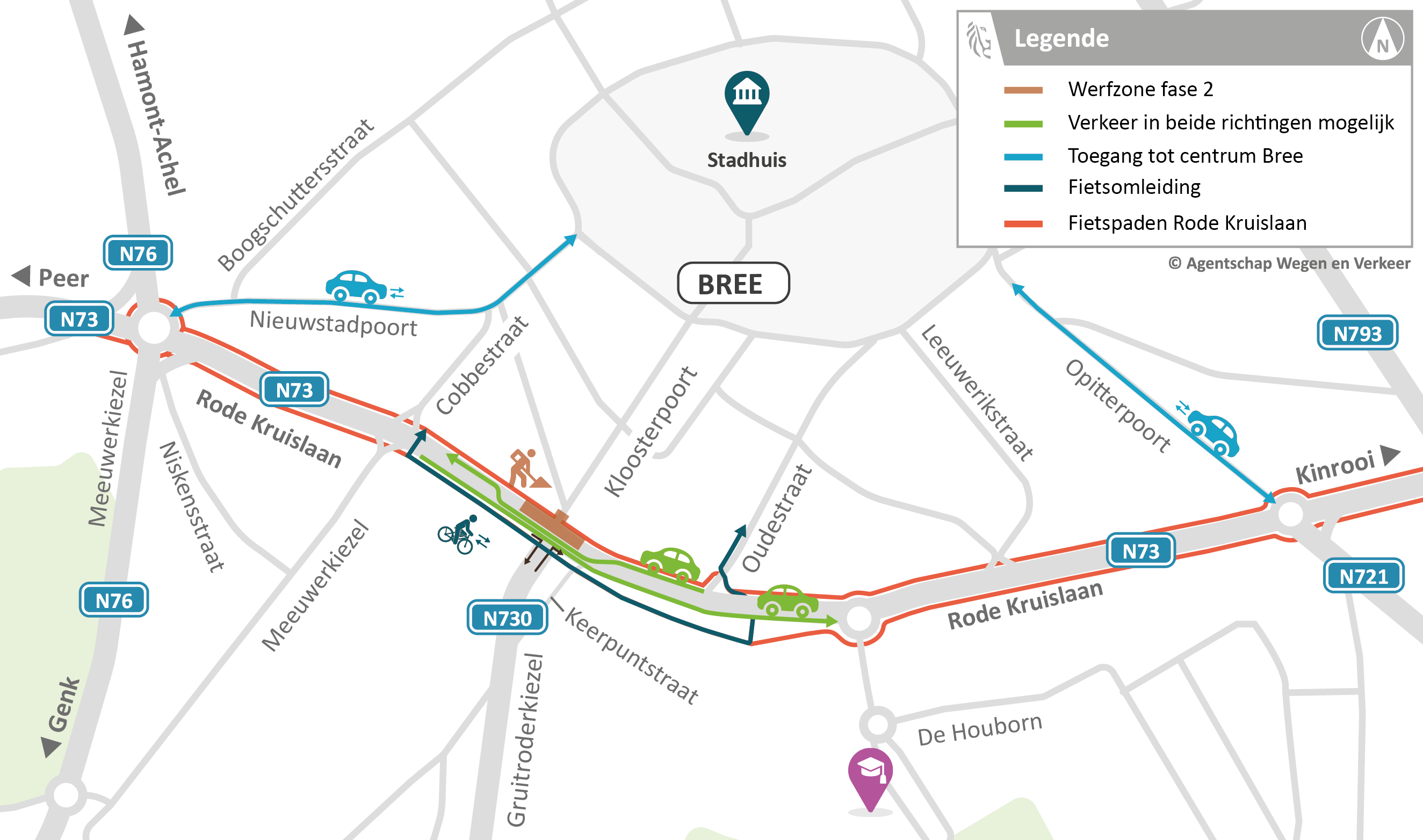 N73 Rode Kruislaan verkeerssituatie fase 3 - centrum