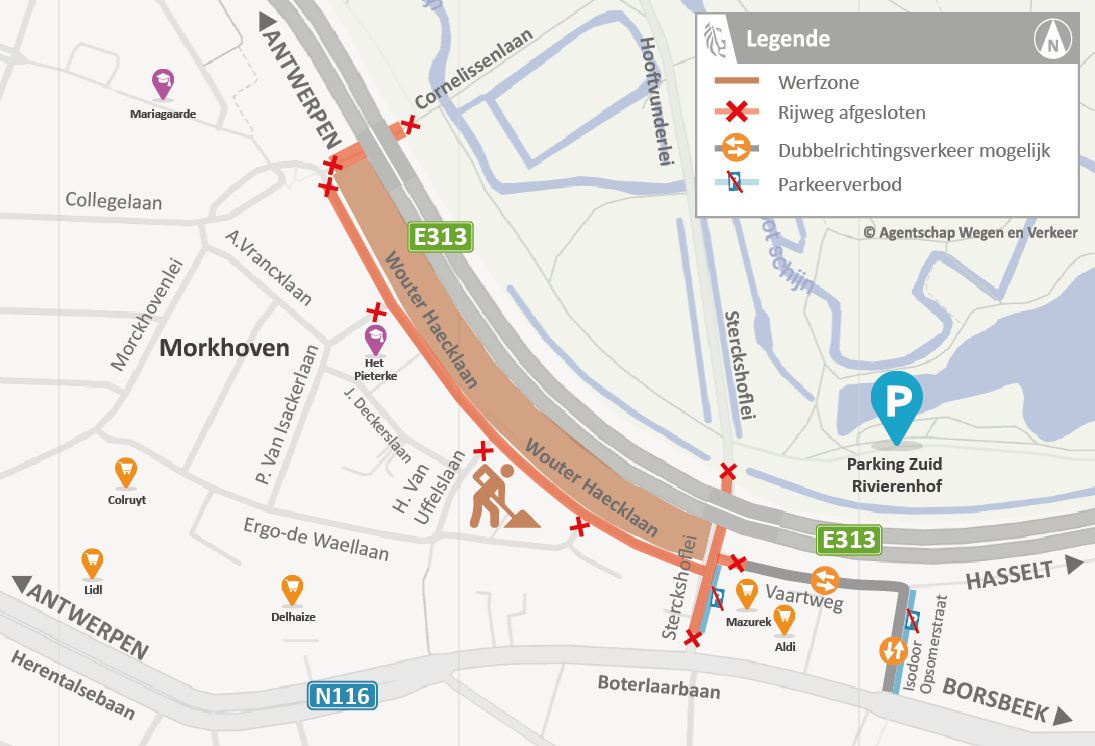 Bruggen E313 - verkeerssituatie lokaal - fase 3