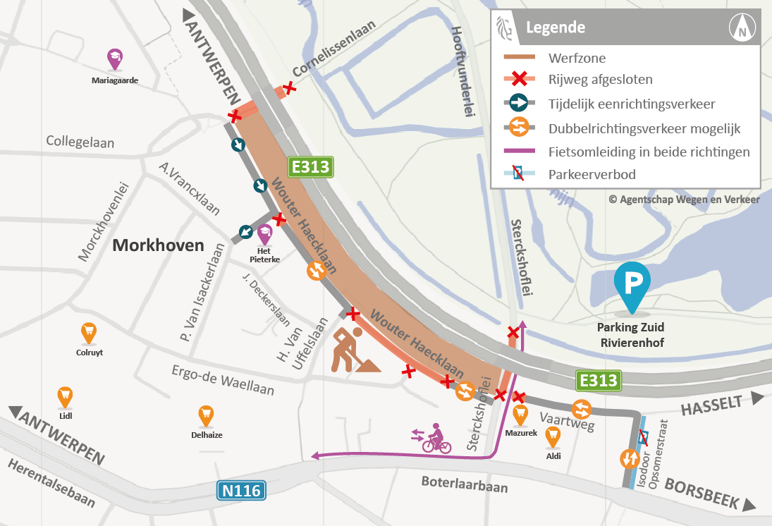Bruggen E313 - verkeerssituatie lokaal - fase 5