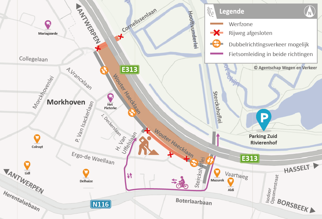 Bruggen E313 - verkeerssituatie lokaal - fase 6