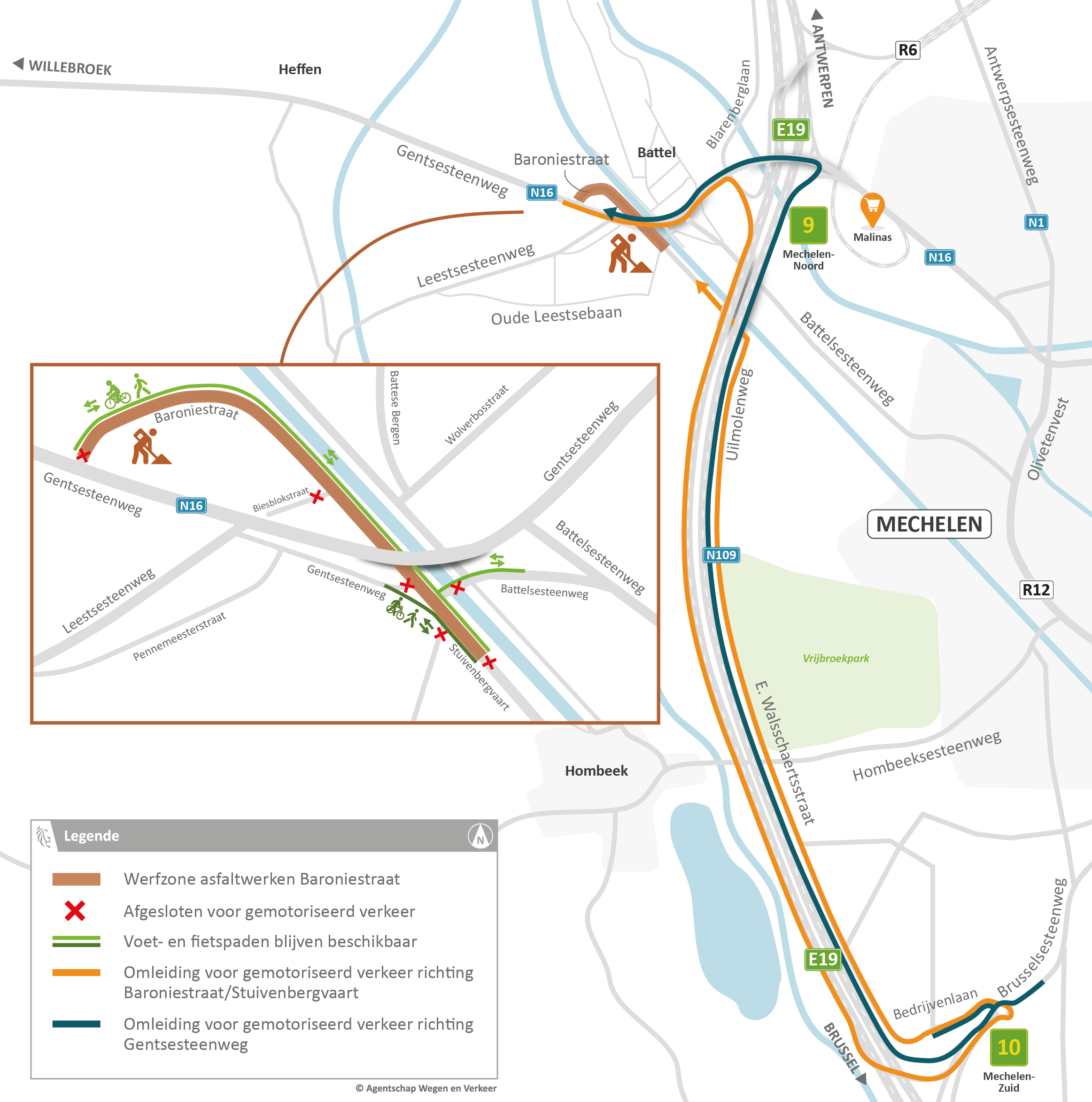 N109 Baroniestraat - omleiding