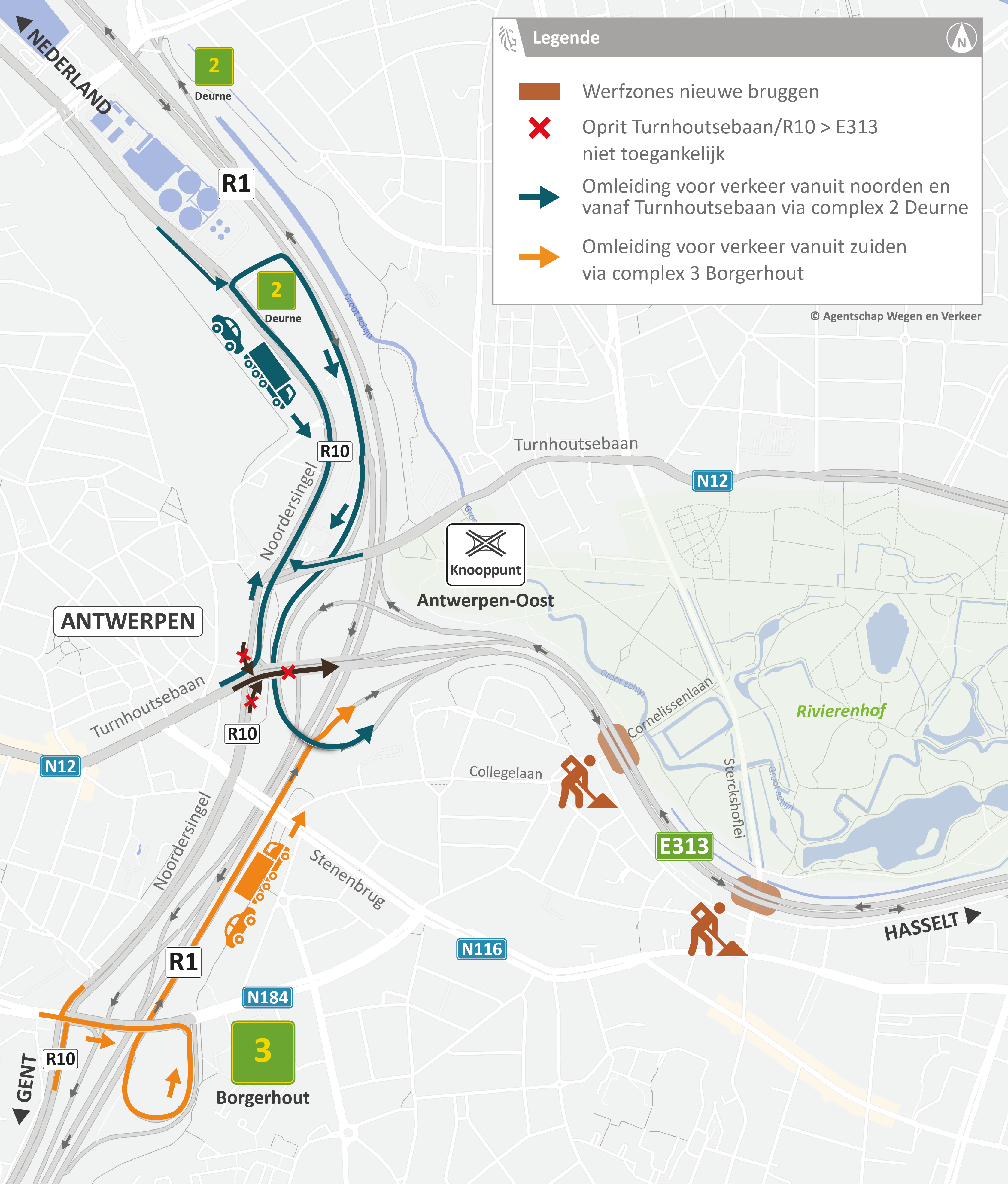 E313 Bruggen - knooppunt Antwerpen-Oost vanaf R10/N12