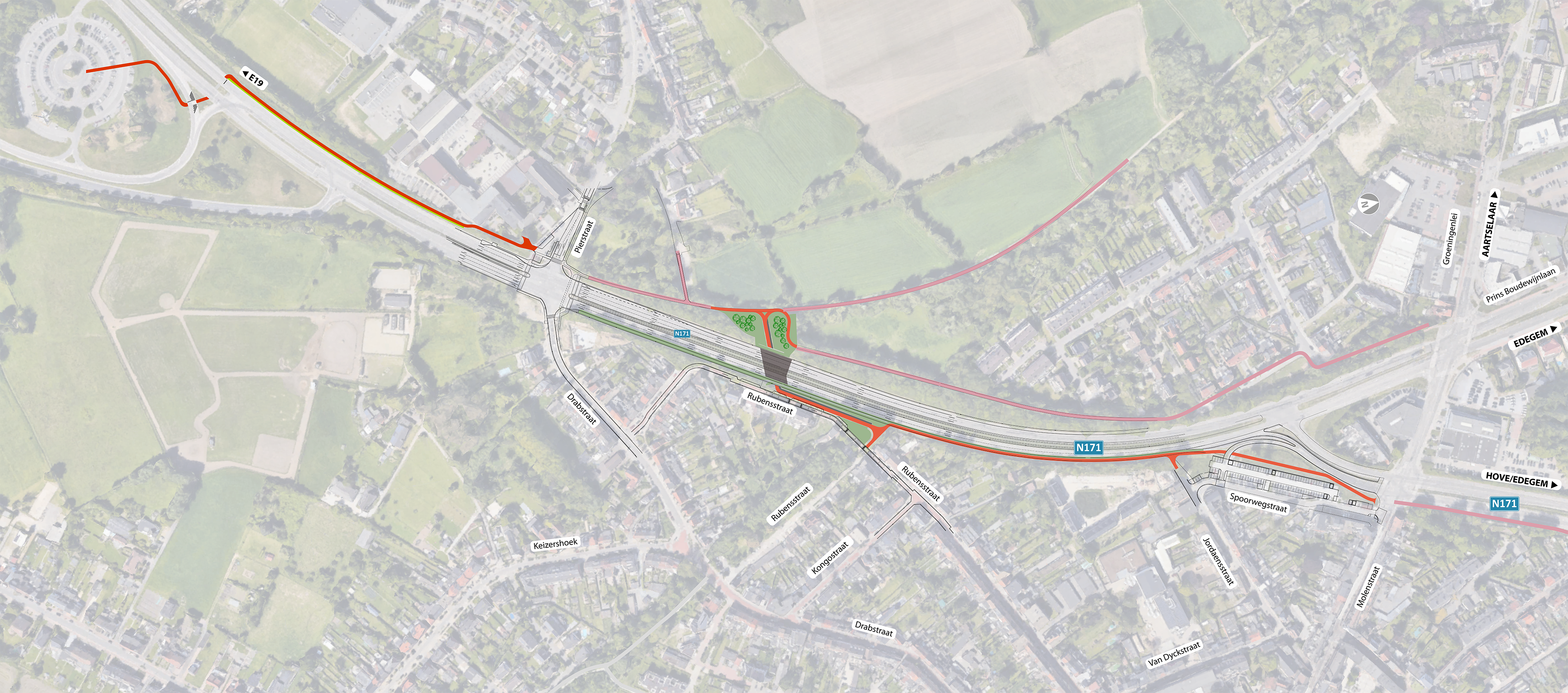 Fietstunnel Sint-Rita Kontich (N171) - Ontwerpplan