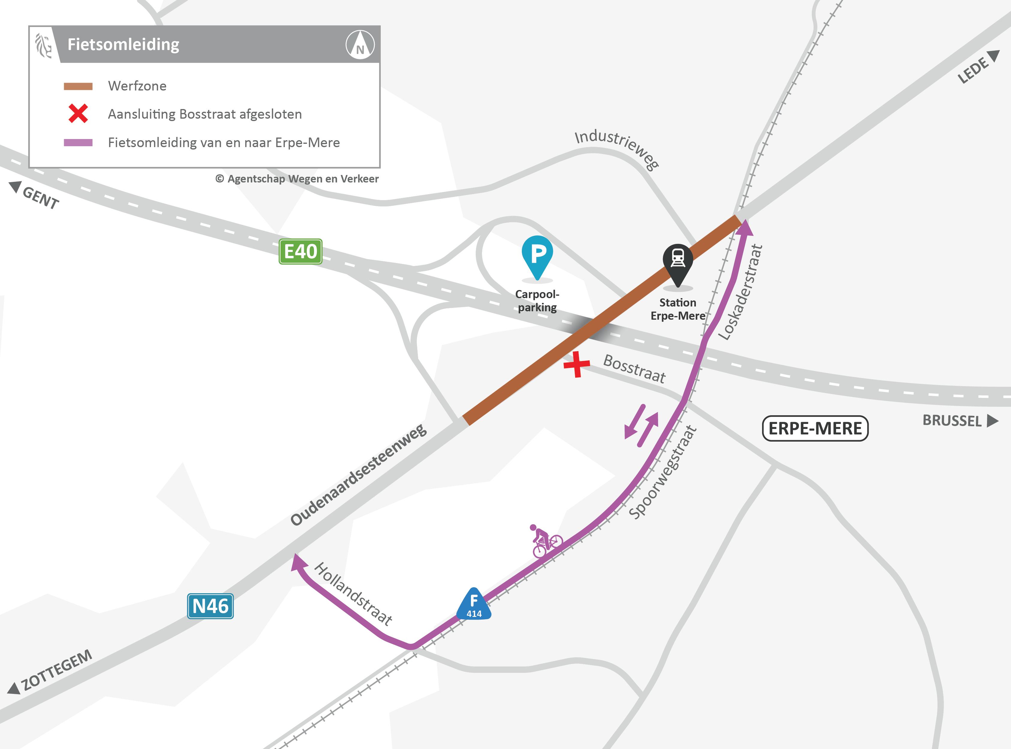 Fietsomleiding N46 erpe-mere
