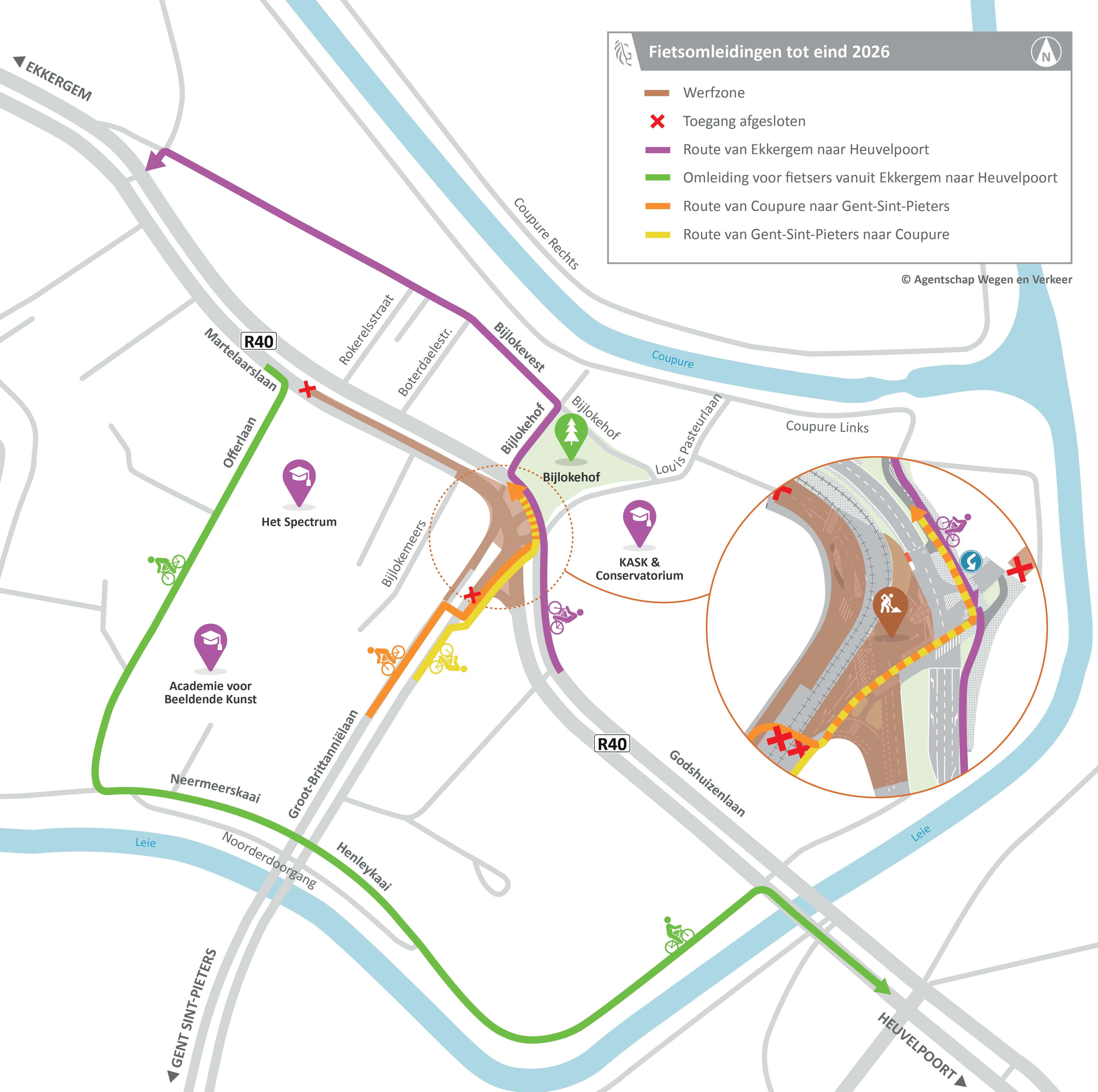 R40 x Groot-Brittanniëlaan - fietsomleidingen tot eind 2026