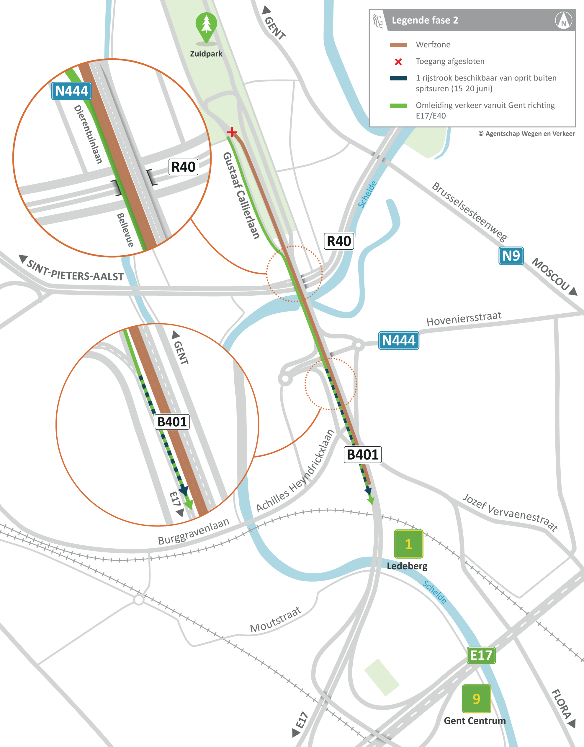 B401 Gent - verkeerssituatie fase 2 (8 juni - begin juli)