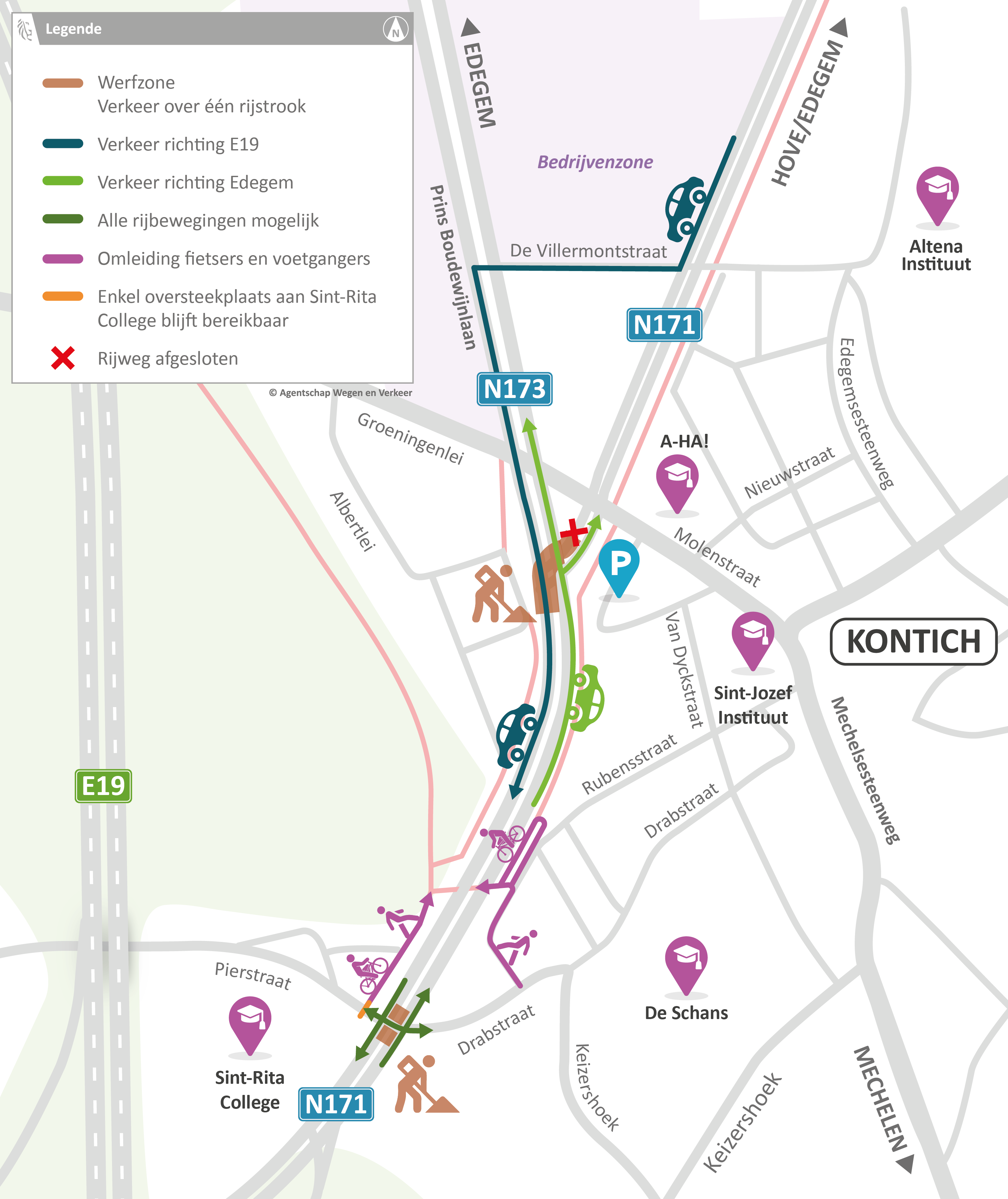 Fietstunnel Sint-Rita Kontich (N171) - Omleidingsplan vanaf 5 mei