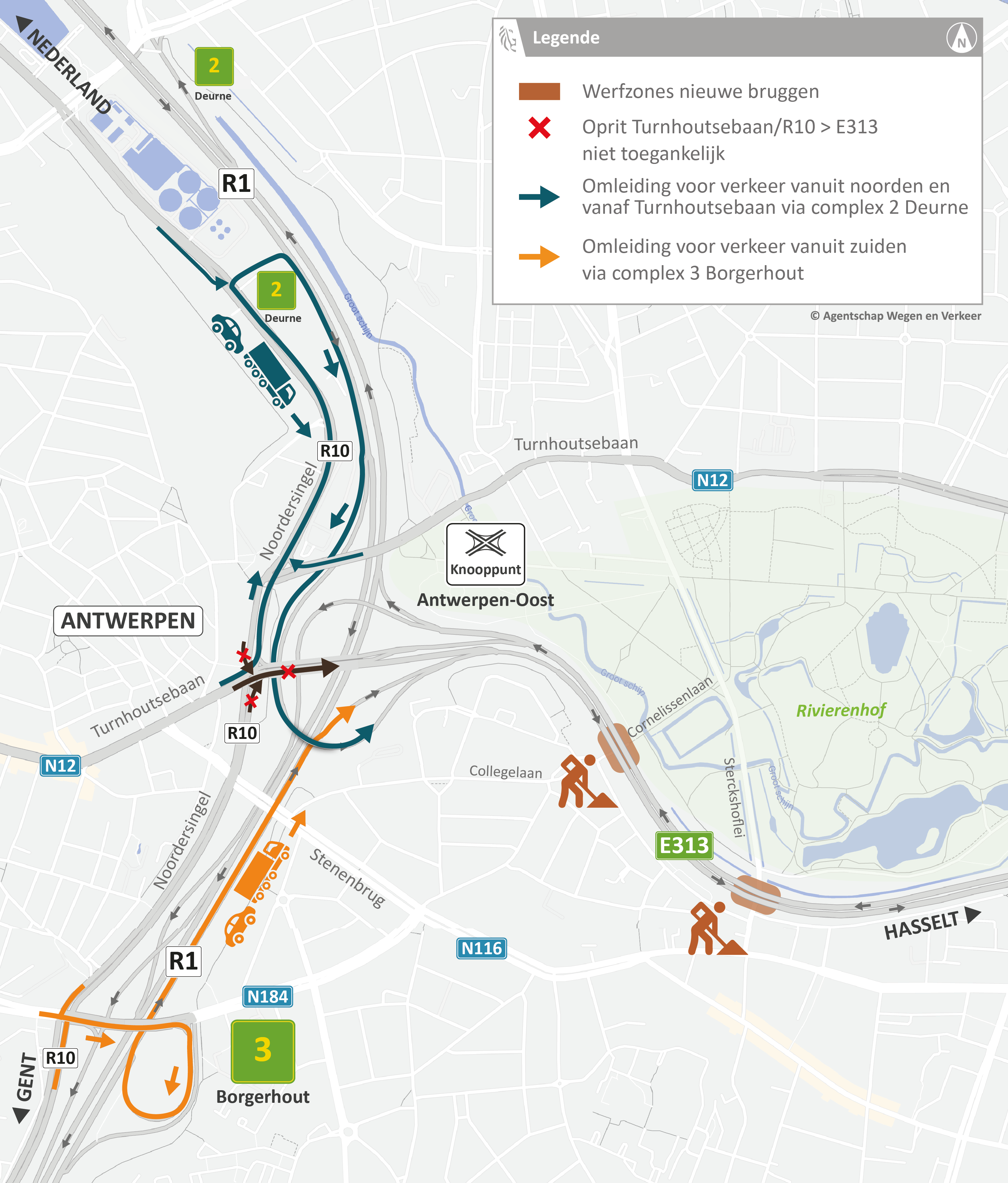 E313 Bruggen - knooppunt Antwerpen-Oost vanaf R10/N12