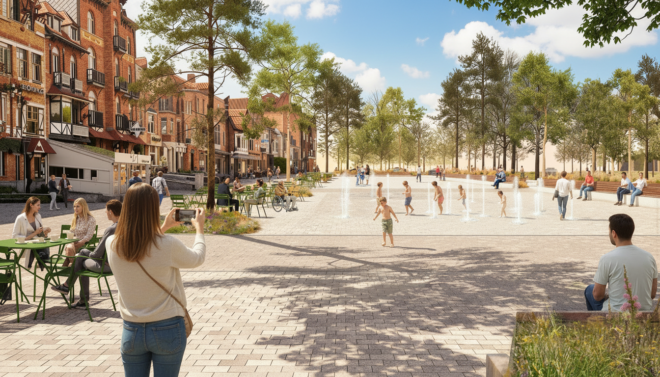 Toekomstbeeld doortocht De Haan - zicht op Marktplein richting Driftweg