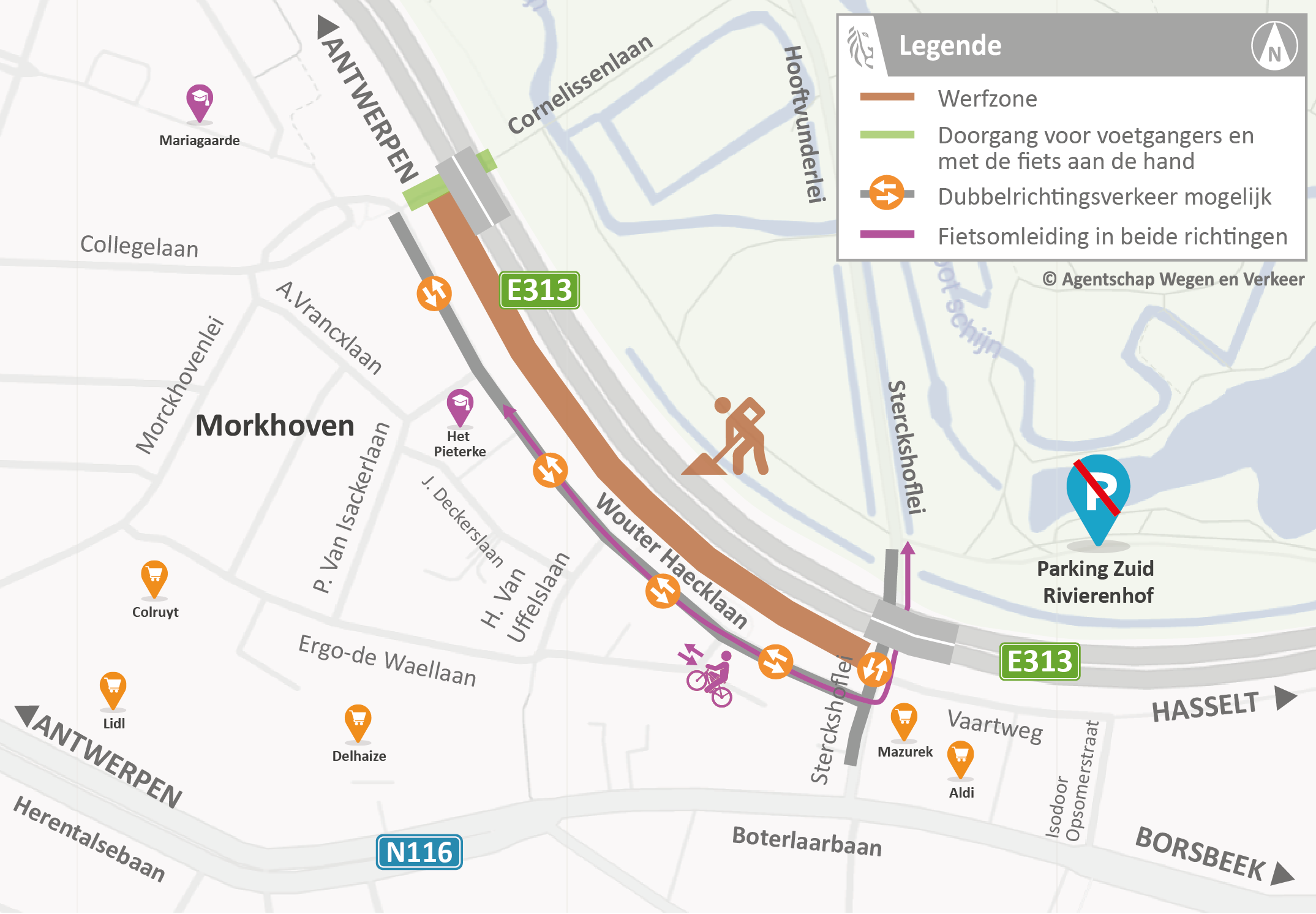 Bruggen E313 - verkeerssituatie lokaal - fase 7