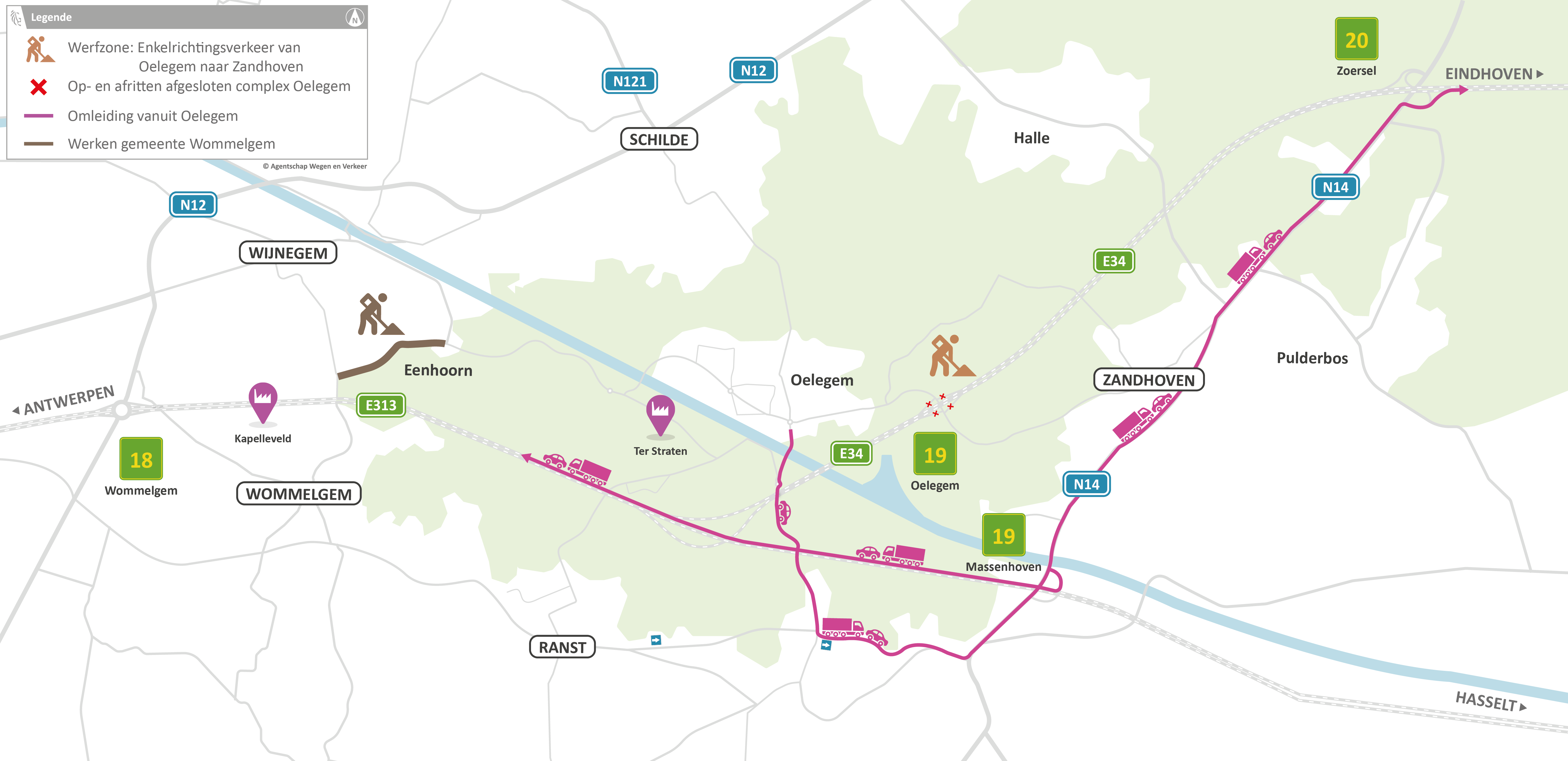 E34 - P+R Oelegem_fase 3 - omleiding vanuit Turnhout