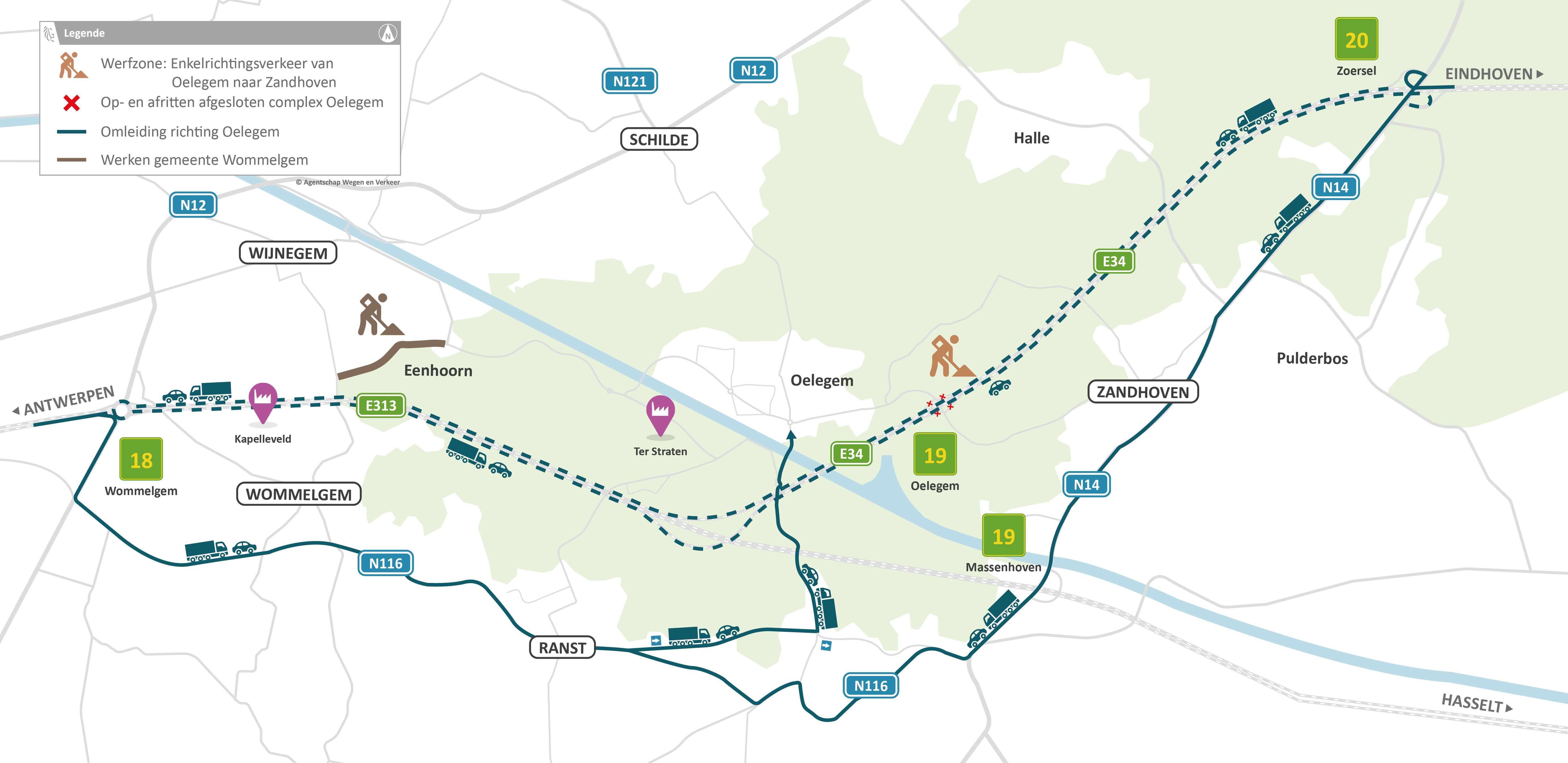E34 - P+R Oelegem_fase 3 - omleiding vanuit Antwerpen
