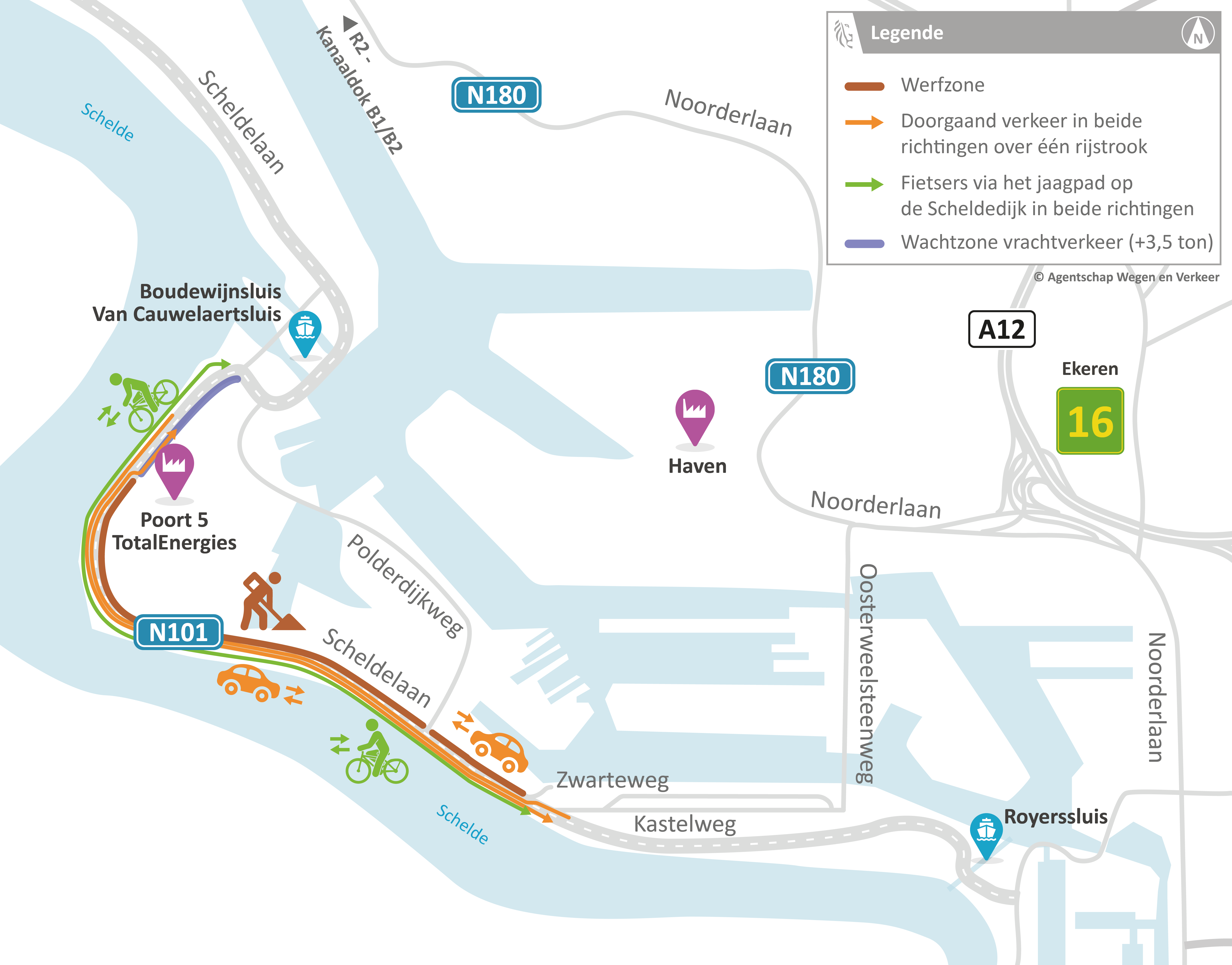 N101 werken Scheldelaan van 1 juli tot en met 31 augustus