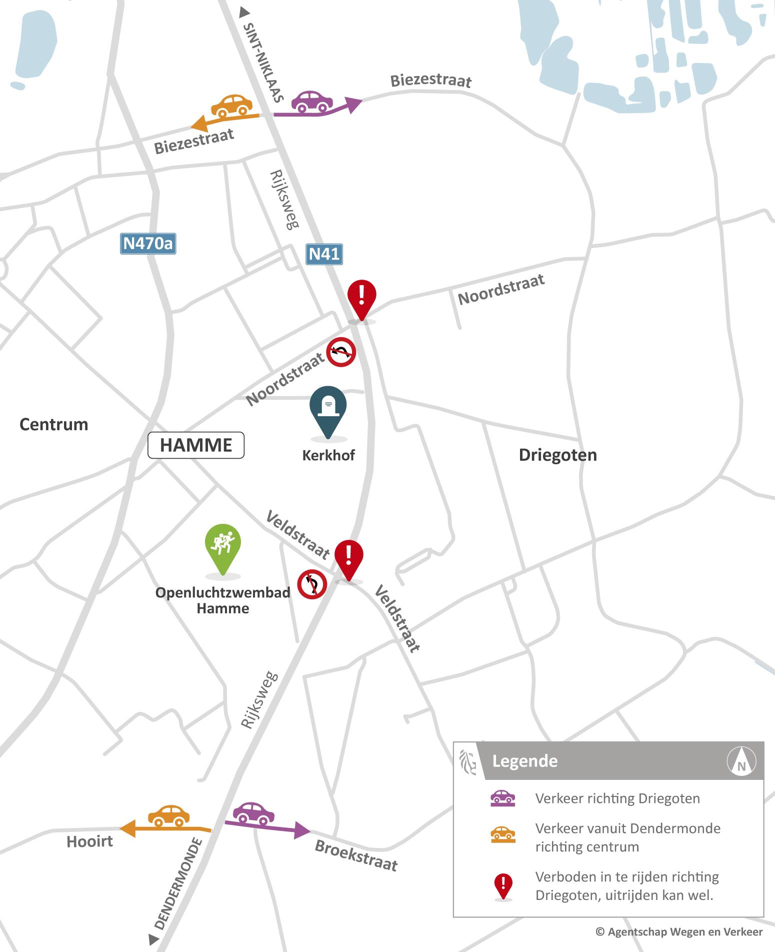 Verkeerssituatie Hamme N41