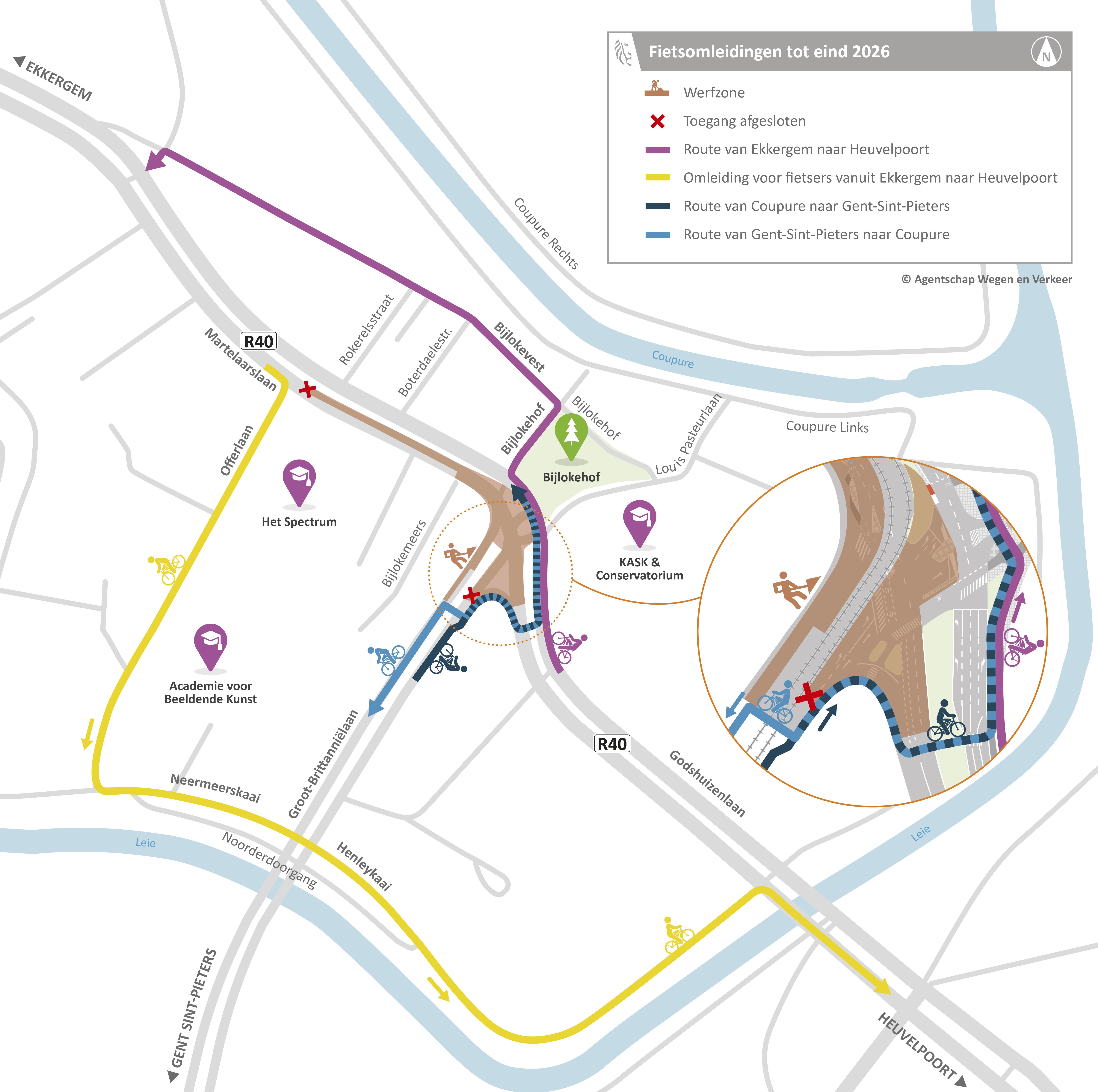 R40 x Groot-Brittanniëlaan - fietsomleidingen tot eind 2026