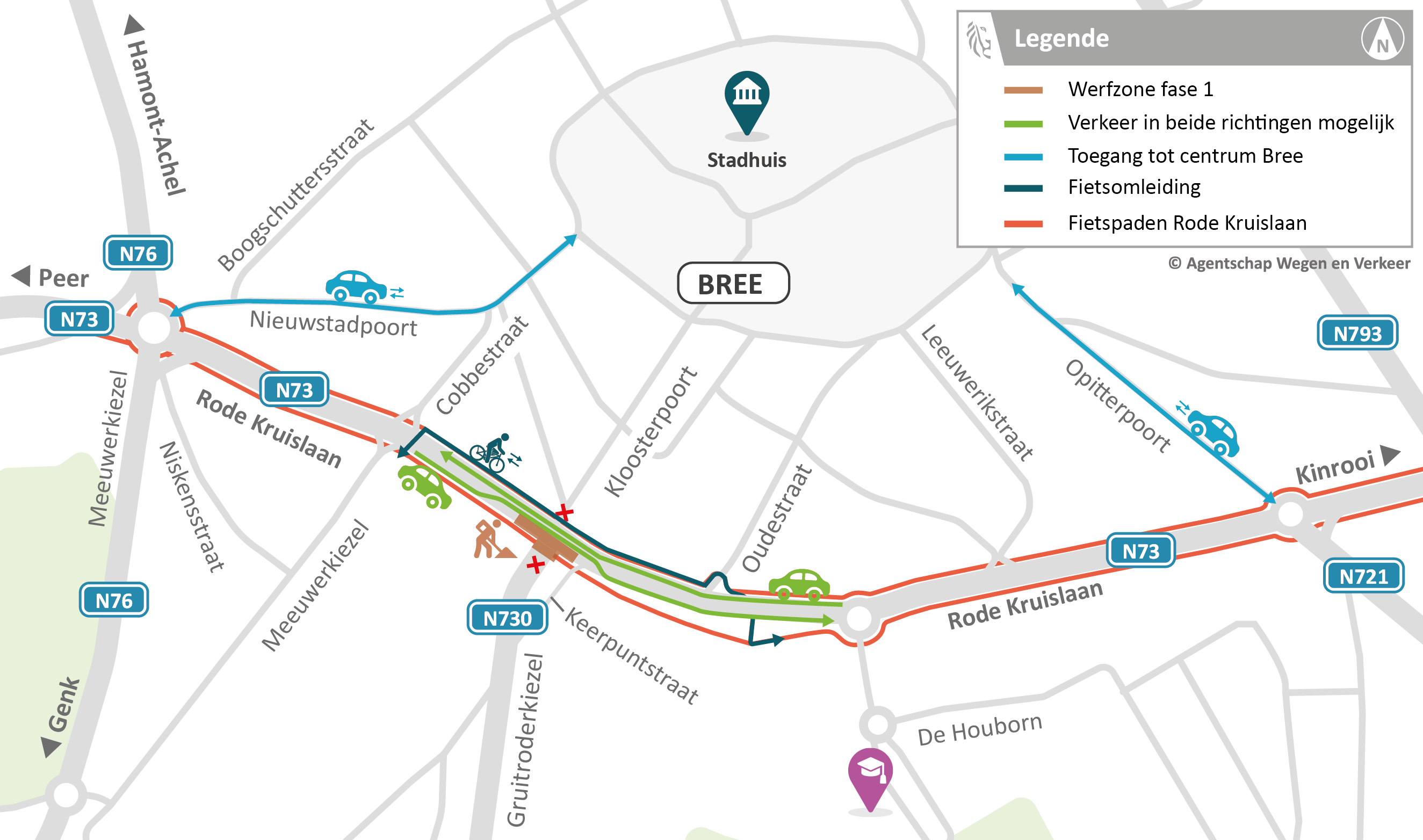 N73 Rode Kruislaan omleidingen