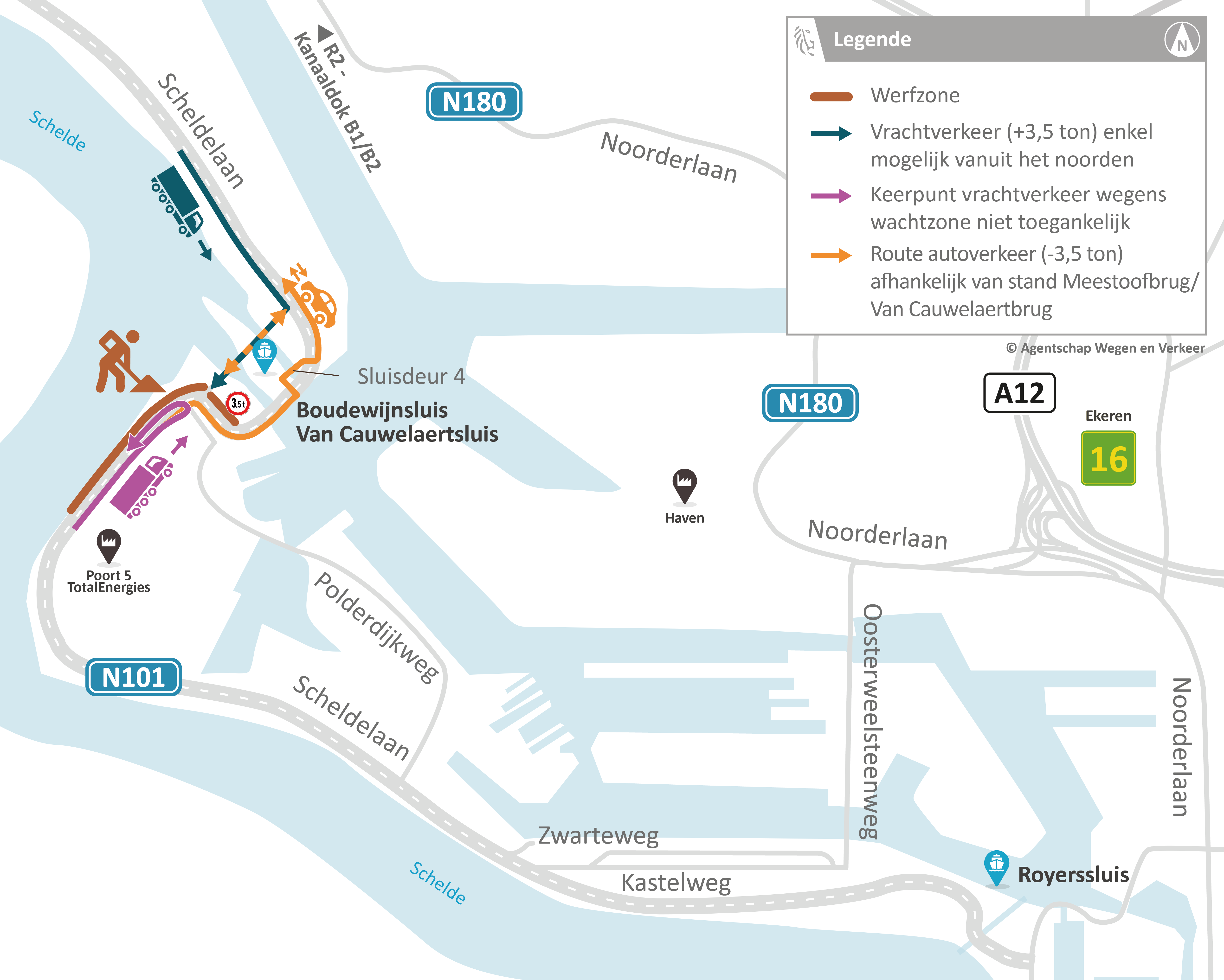 Werken Scheldelaan (N101): verkeerssituatie van 14 september tot 28 september