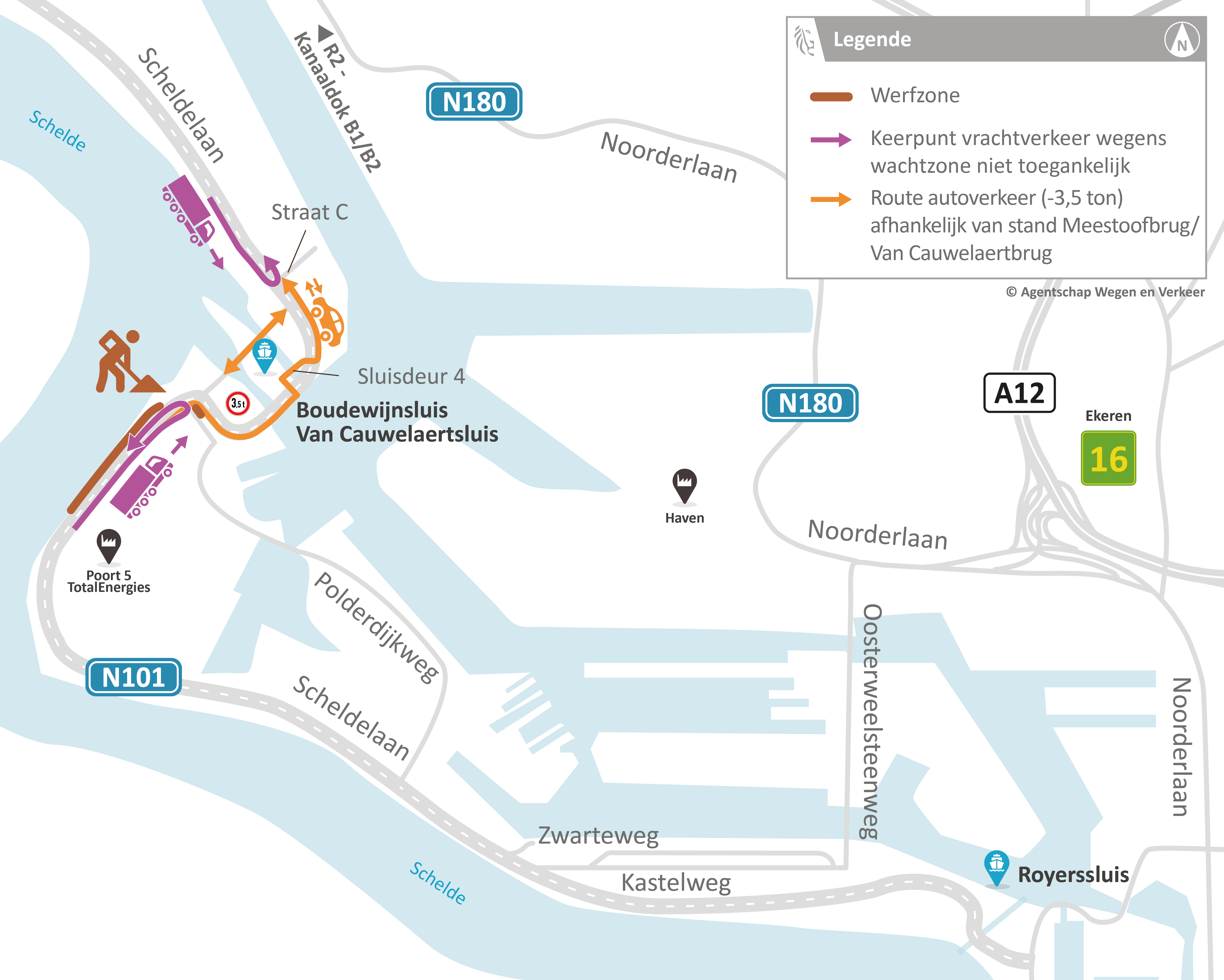 Werken Scheldelaan (N101): verkeerssituatie van 28 september tot 22 oktober