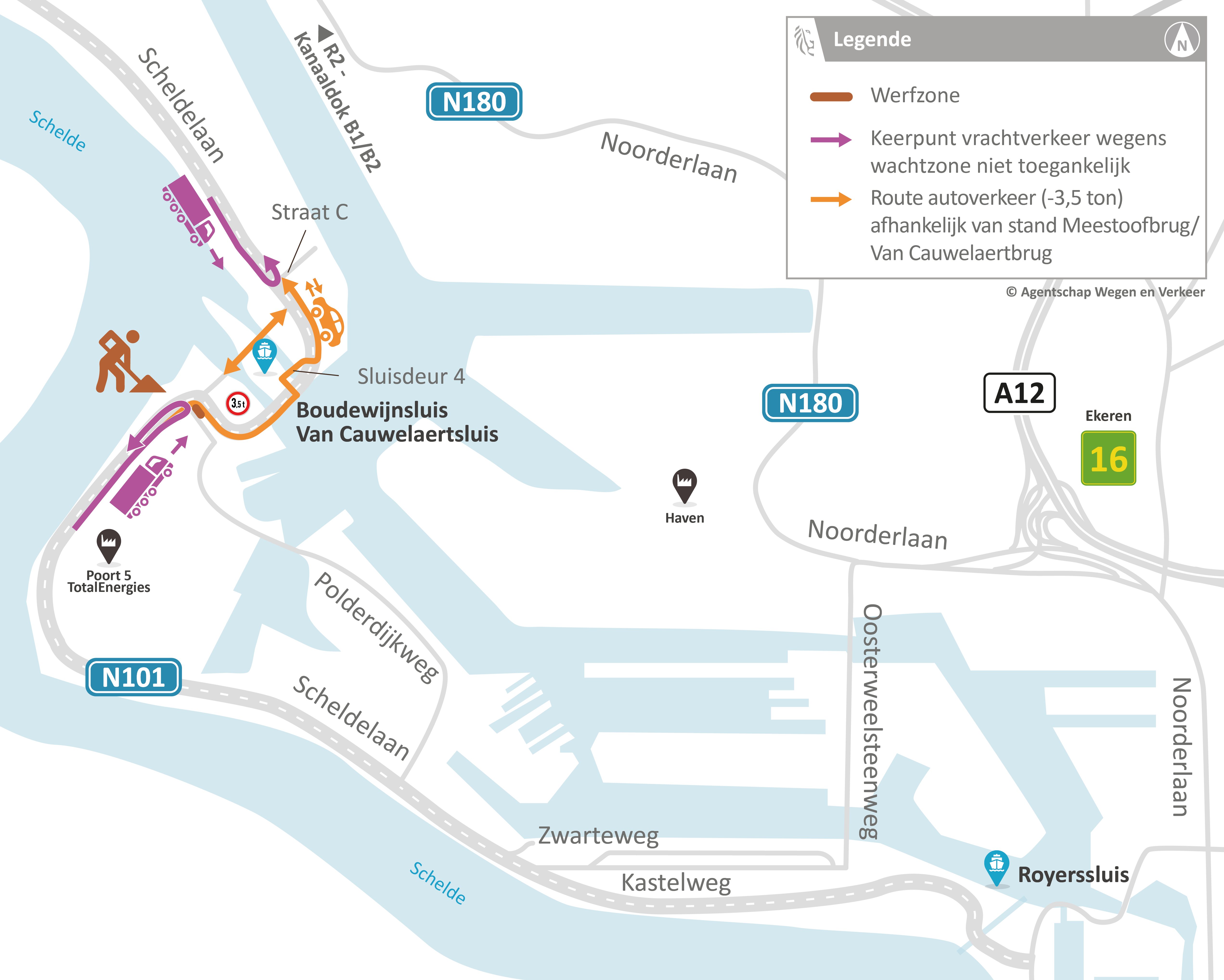 Werken Scheldelaan (N101): verkeerssituatie van 26 oktober tot 20 november