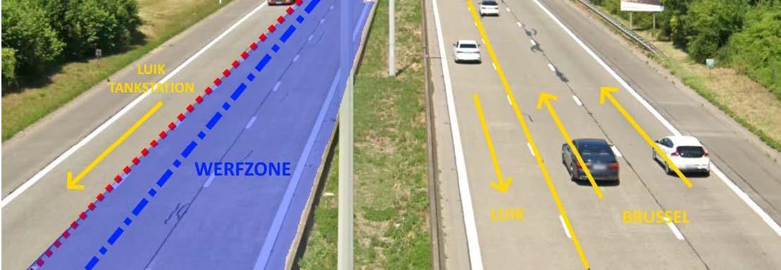 Tijdens fase A ligt de werfzone op de E40 richting Luik aan de linkerkant van de rijweg