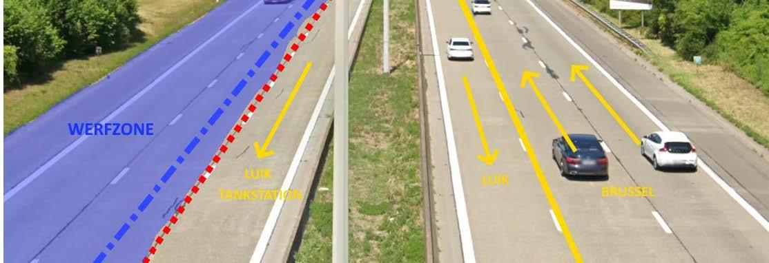 Tijdens fase B ligt de werfzone op de E40 richting Luik aan de rechterkant van de rijweg