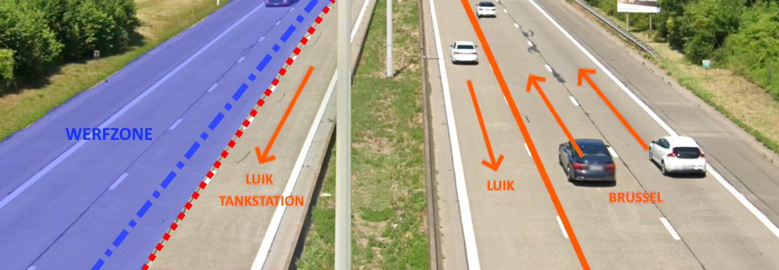 Tijdens fase B ligt de werfzone op de E40 richting Luik aan de rechterkant van de rijweg (deel middenrijstrook, rechterrijstrook en pechstrook).