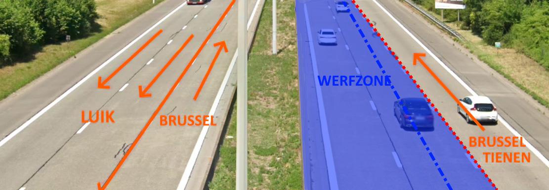 Tijdens fase C ligt de werfzone op de E40 richting Brussel aan de linkerkant van de rijweg (deel middenrijstrook, linkerrijstrook).