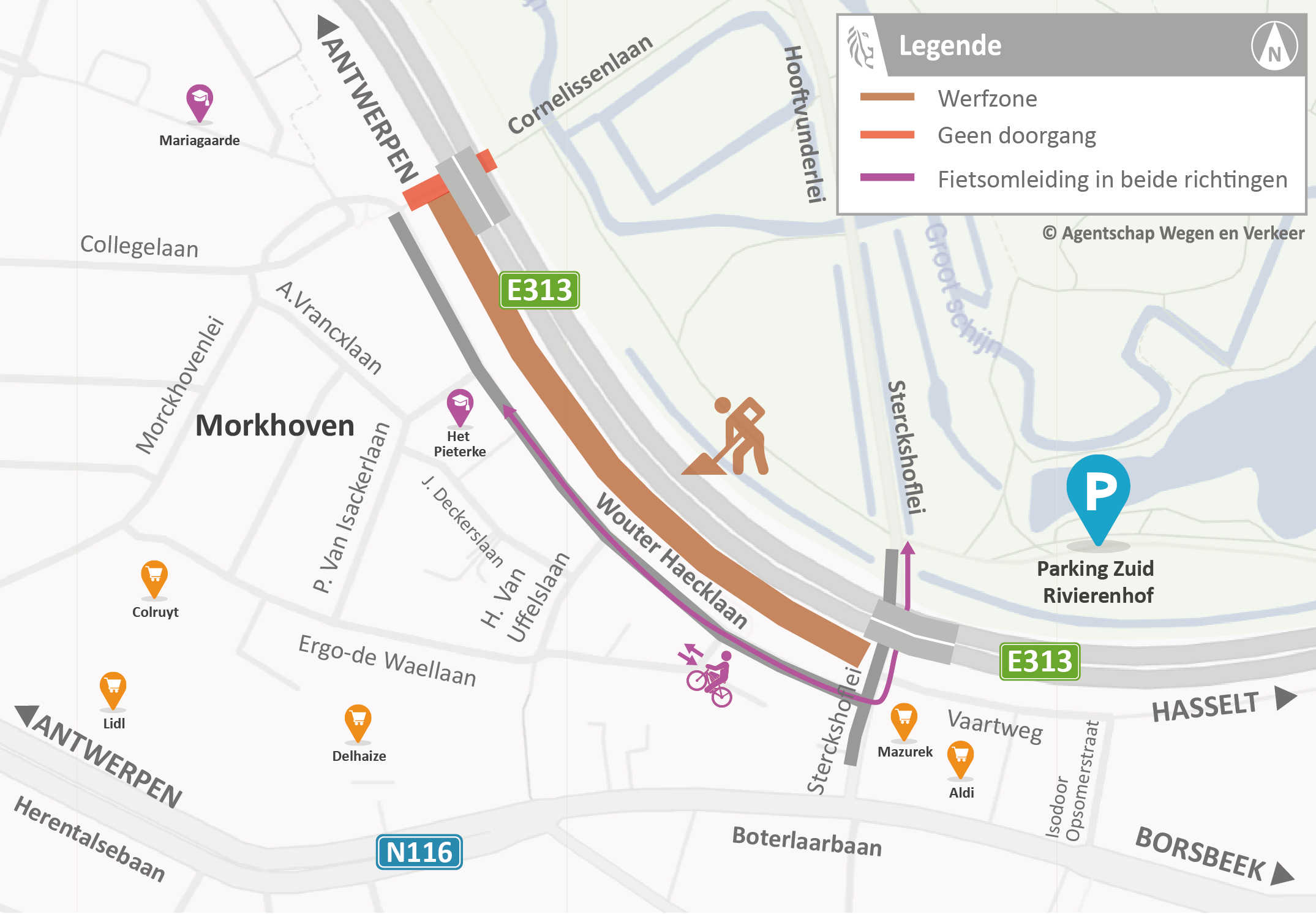 E313 Bruggen - omleidingsplannen lokaal_Afsluiting Cornelissenlaan