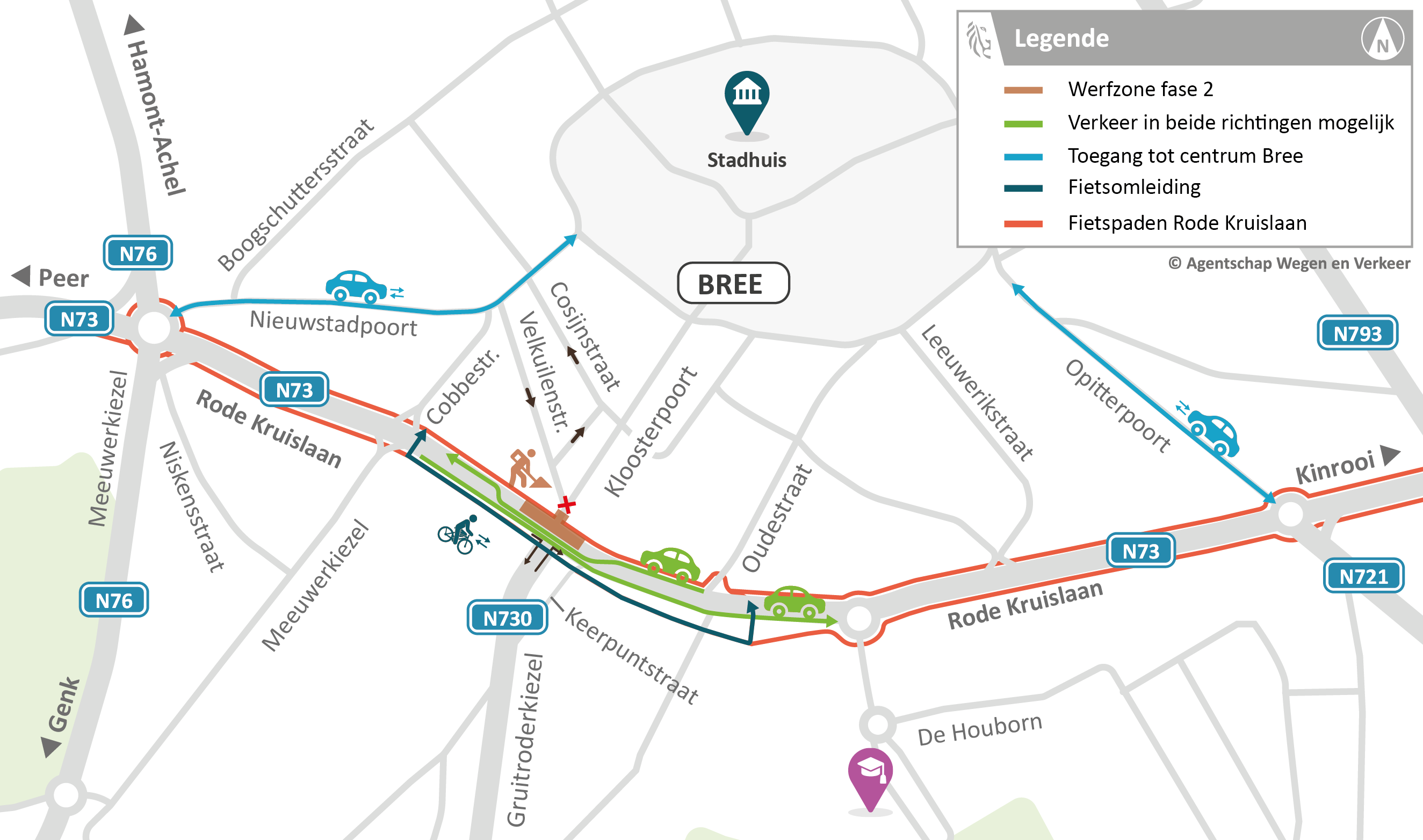 N73 Rode Kruislaan verkeerssituatie fase 3 - centrum