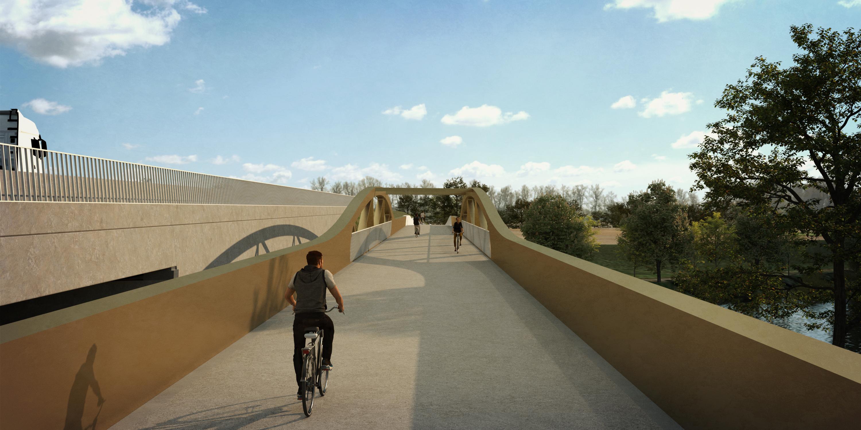 E40 Goedingebrug - zicht op nieuwe fiets- en voetgangersbrug