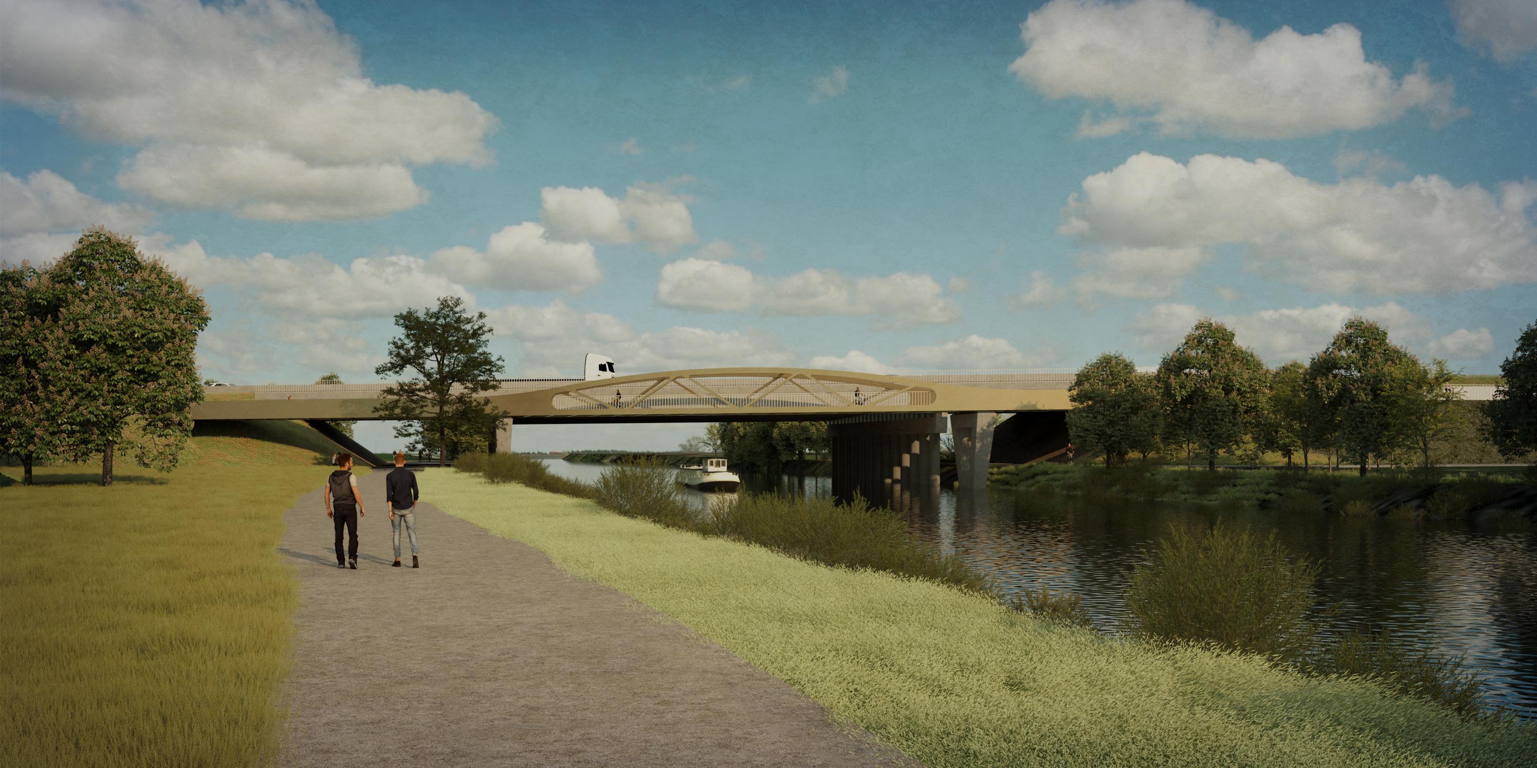 E40 Goedingebrug - zicht op brug over Leie