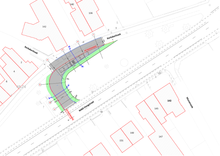 Keerpunt op Hoogstraat (N460) in Haaltert - ontwerpplan