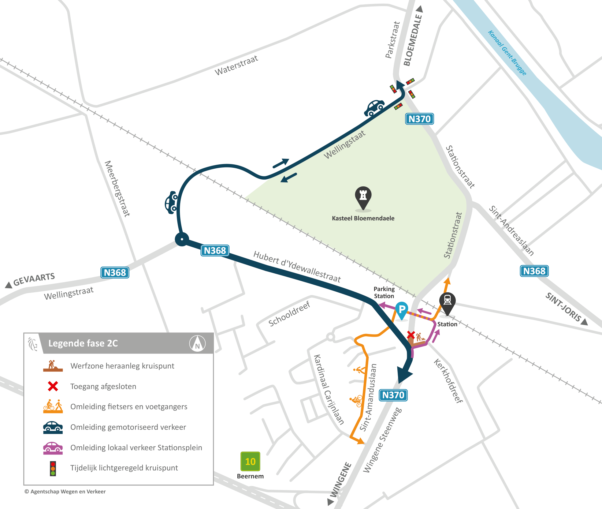 Herinrichting kruispunt N370 x N368 - tijdelijke rijweg