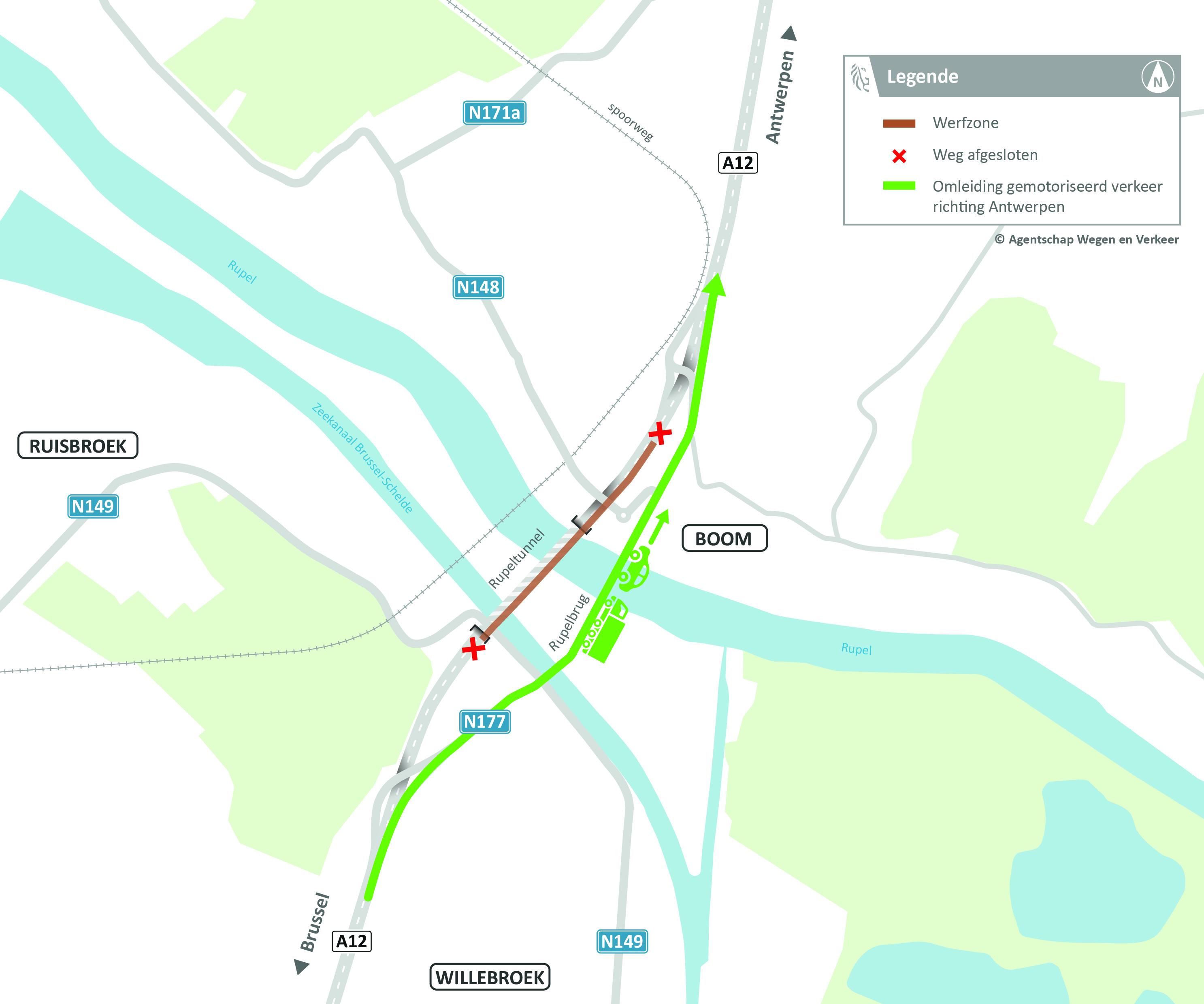 Rupeltunnel werken ri Antwerpen
