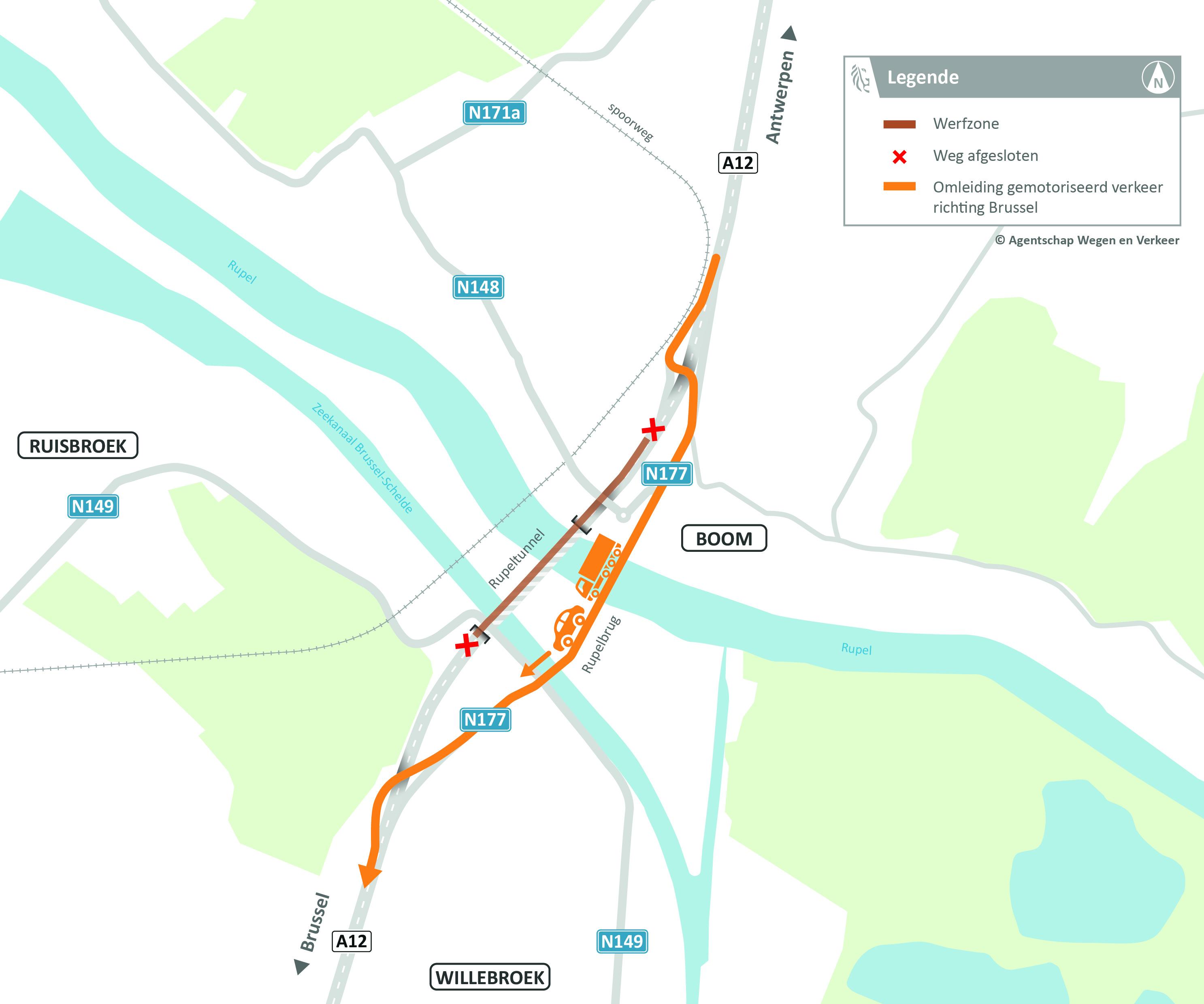 Rupeltunnel werken ri Brussel