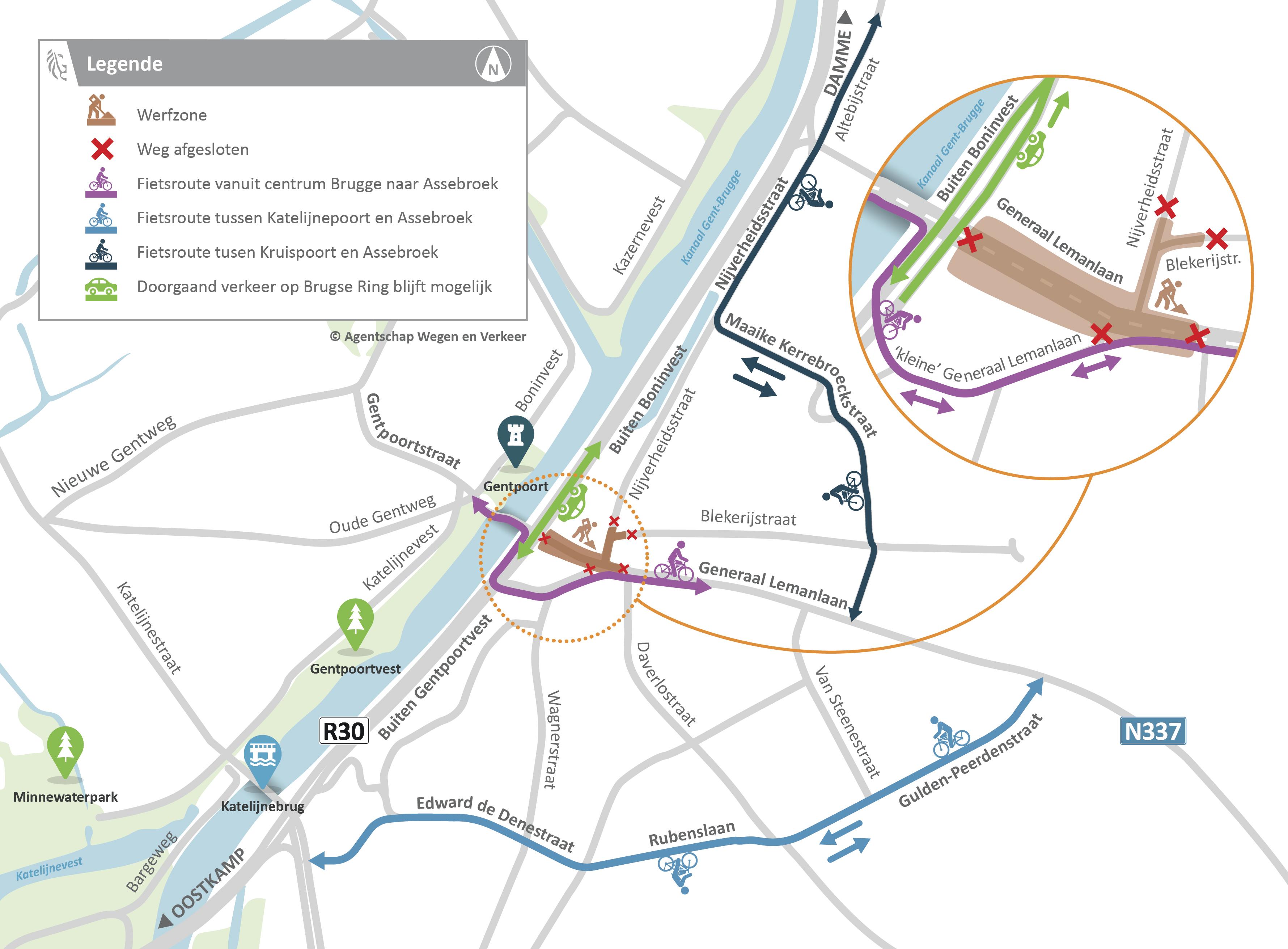 R30 x N337 Gentpoort: omleidingskaart vanaf 31 augustus