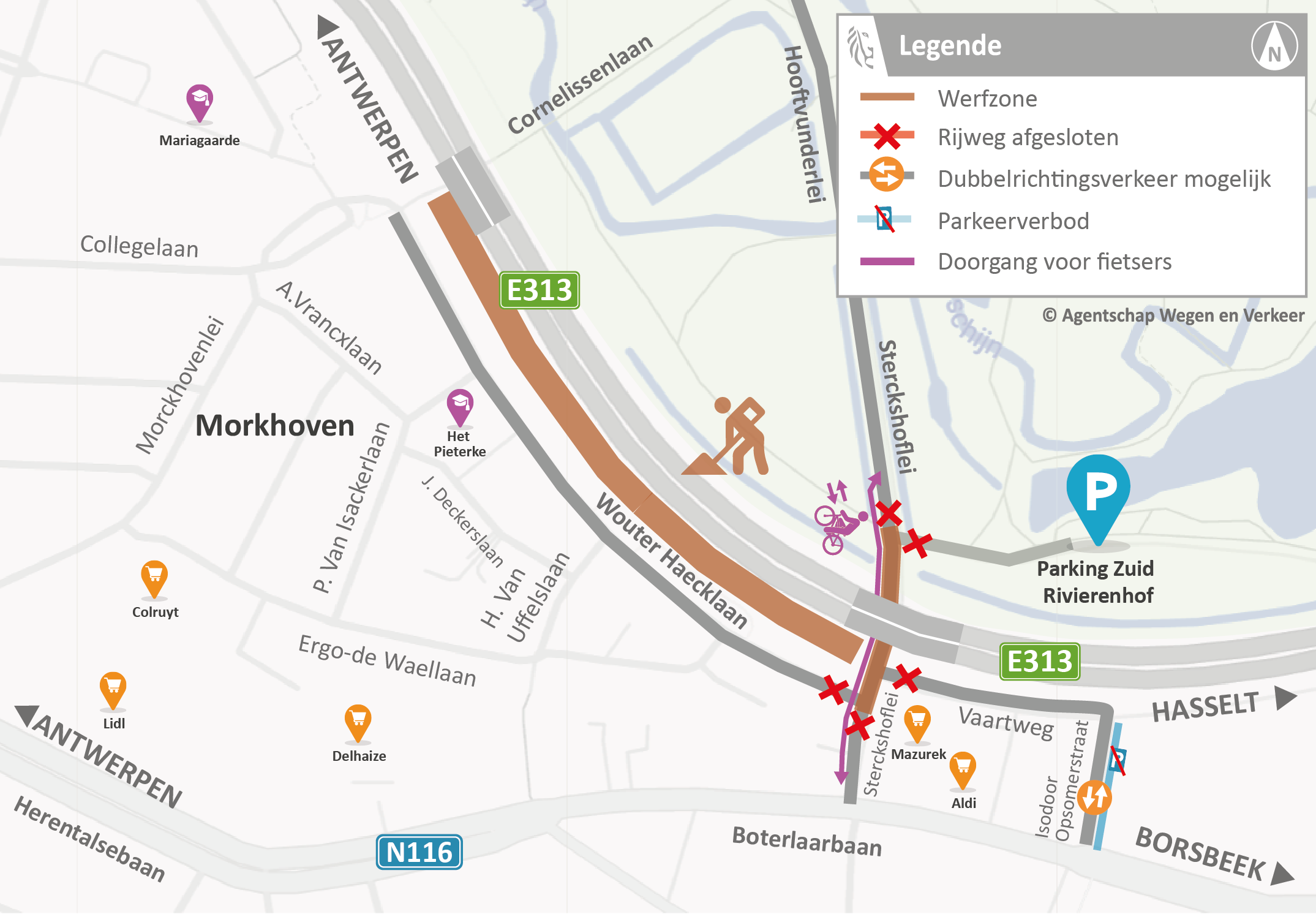 E313 Bruggen in Deurne - Afsluiting Sterckshoflei vanaf 6 oktober