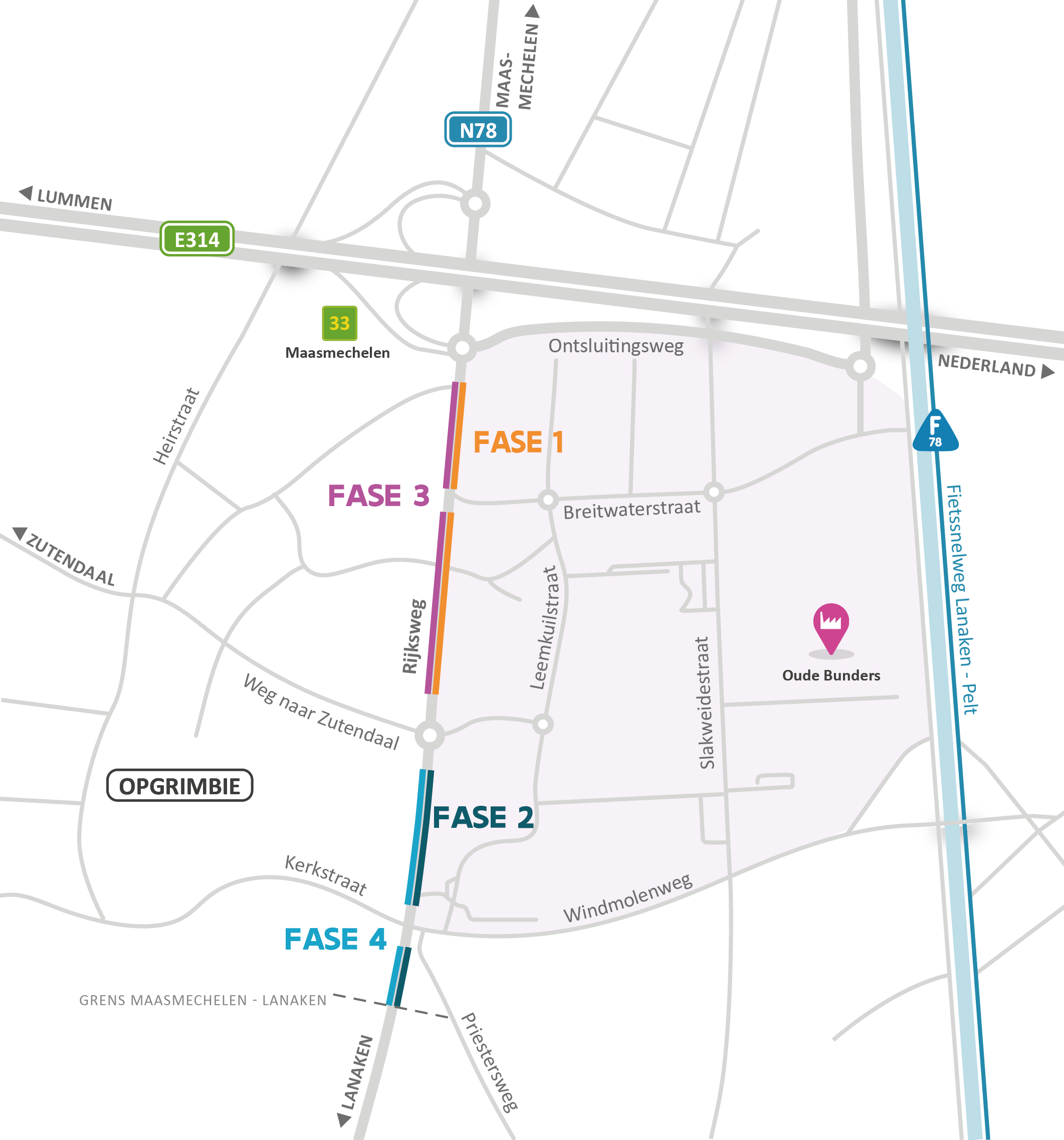 Faseringsplan werken Rijksweg (N78) in Maasmechelen