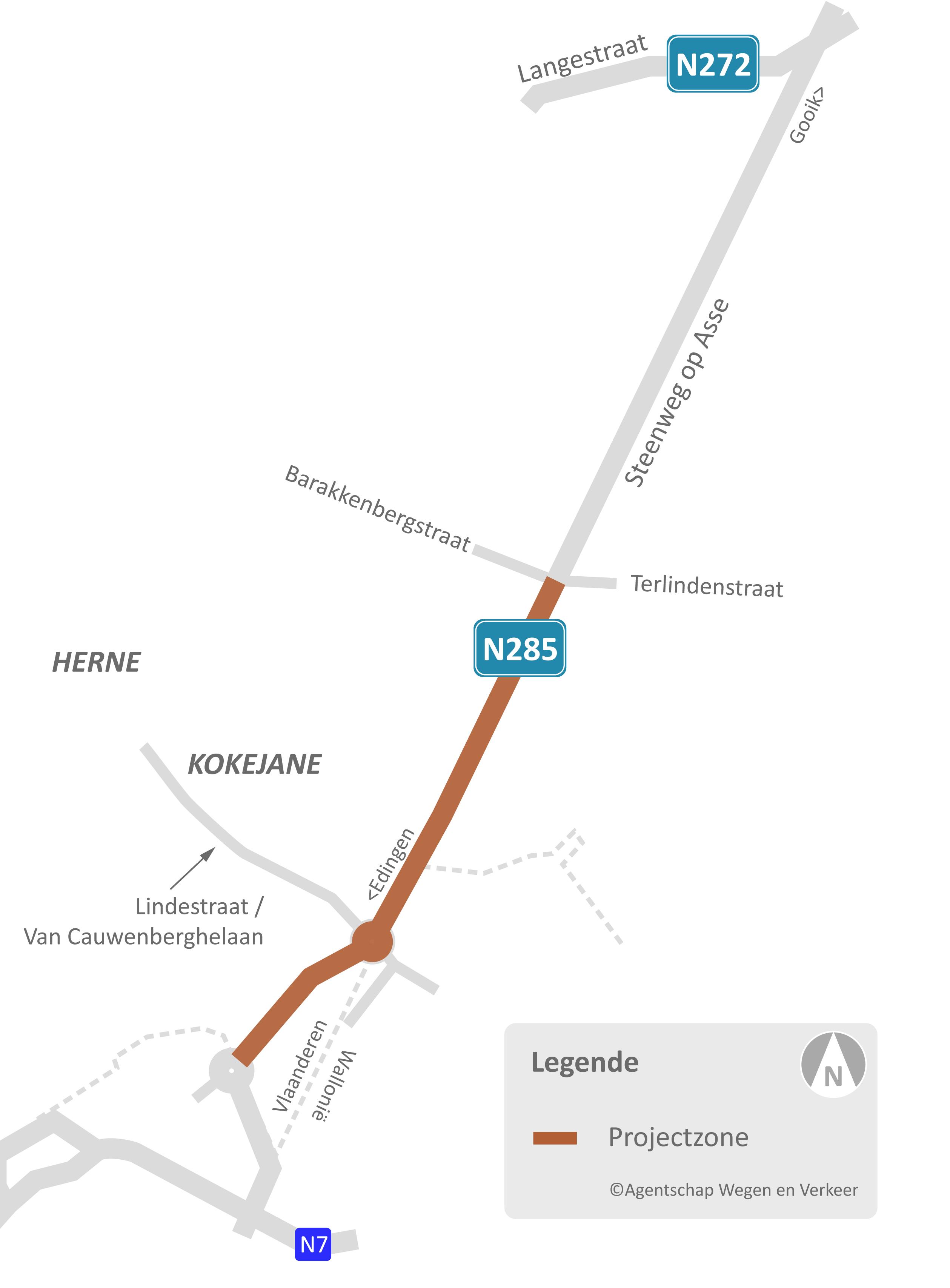 Projectzone Steenweg op Asse in Kokejane (Herne)