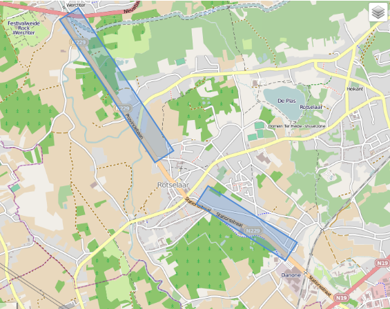 Situeringskaart herinrichting Stationsstraat / Provinciebaan in Rotselaar